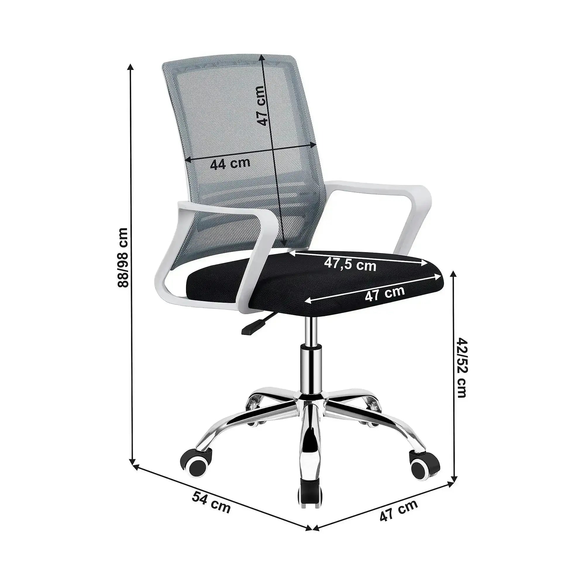 Scaun birou APOLO 2 NEW, gri/negru, plasa/plastic/metal, 47x54x88/98 cm