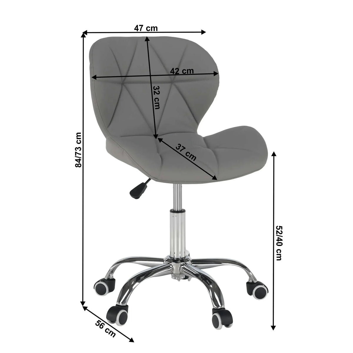Scaun birou ARGUS NEW, gri/crom, piele ecologica/metal, 47x56x73/84 cm