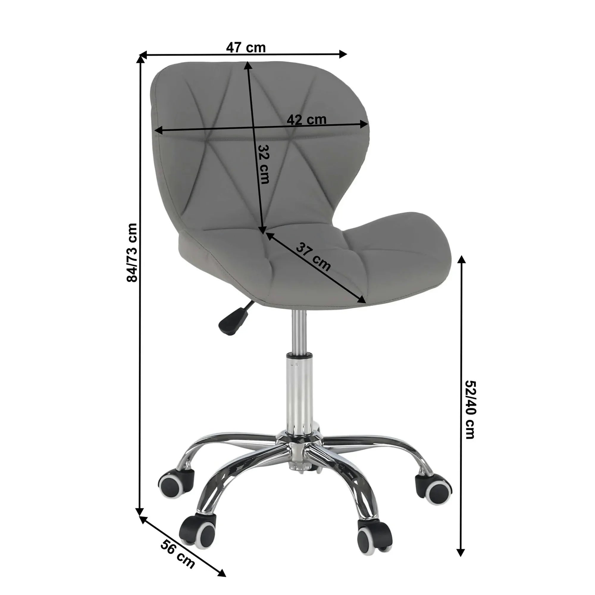 Scaun birou ARGUS NEW, gri/crom, piele ecologica/metal, 47x56x73/84 cm