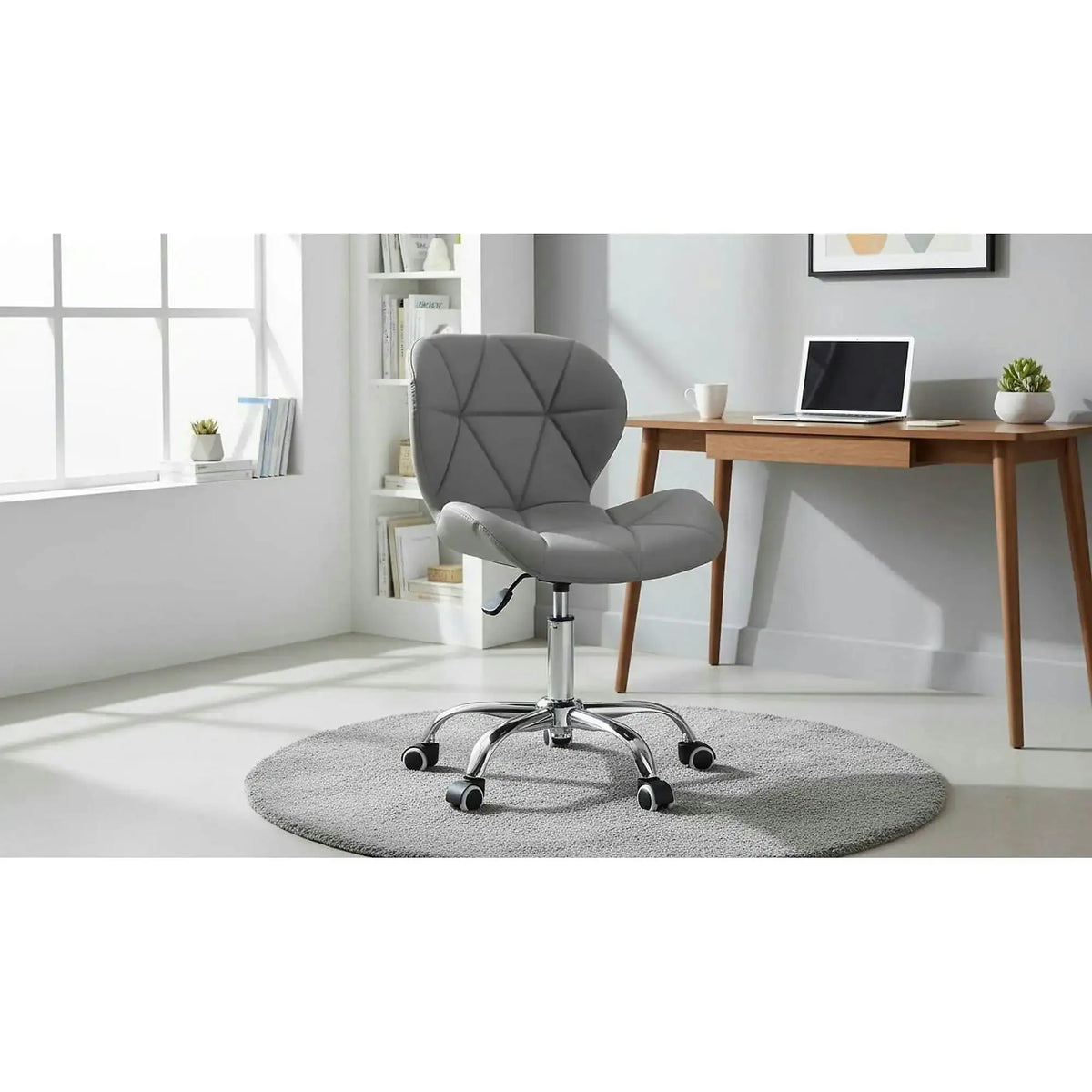 Scaun birou ARGUS NEW, gri/crom, piele ecologica/metal, 47x56x73/84 cm