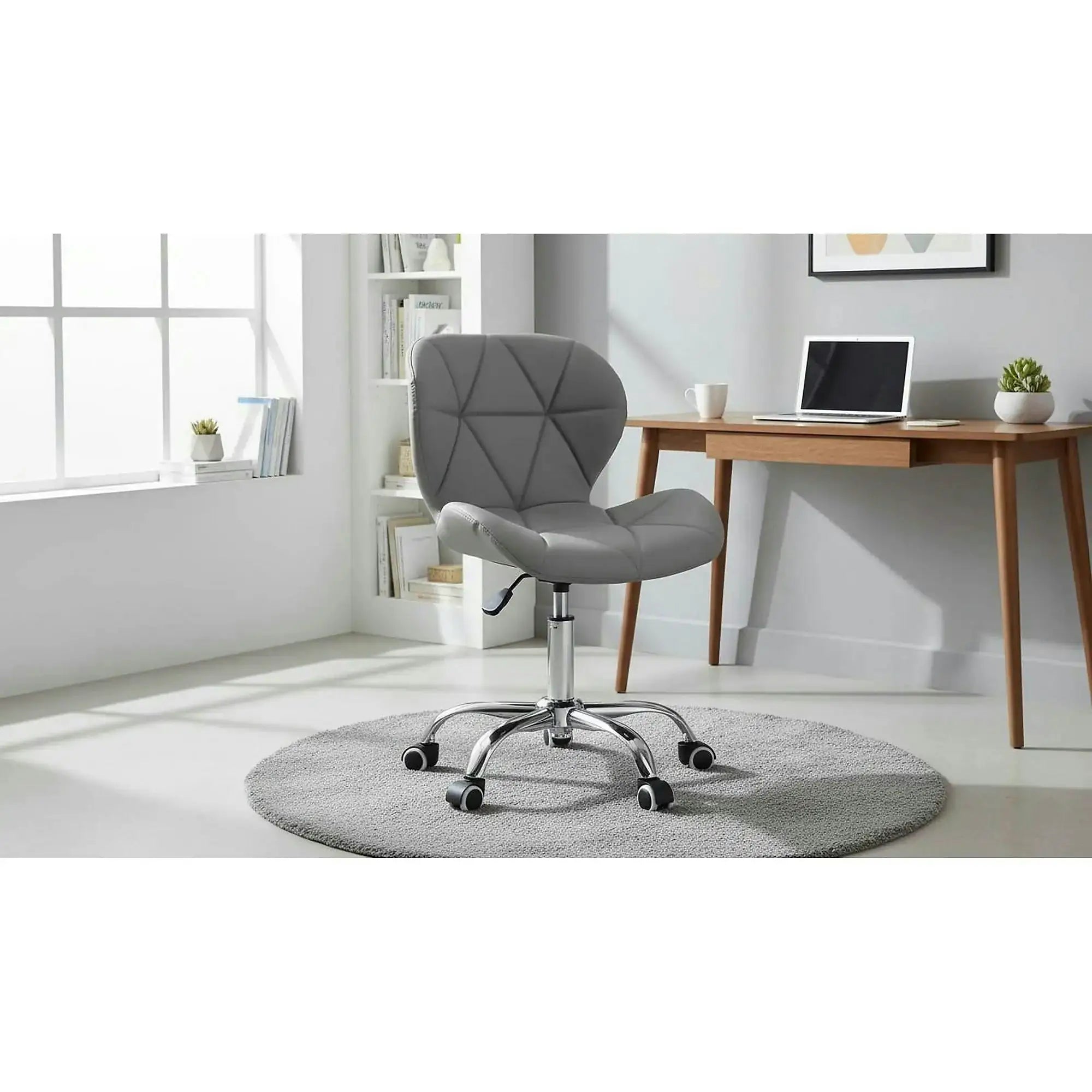 Scaun birou ARGUS NEW, gri/crom, piele ecologica/metal, 47x56x73/84 cm