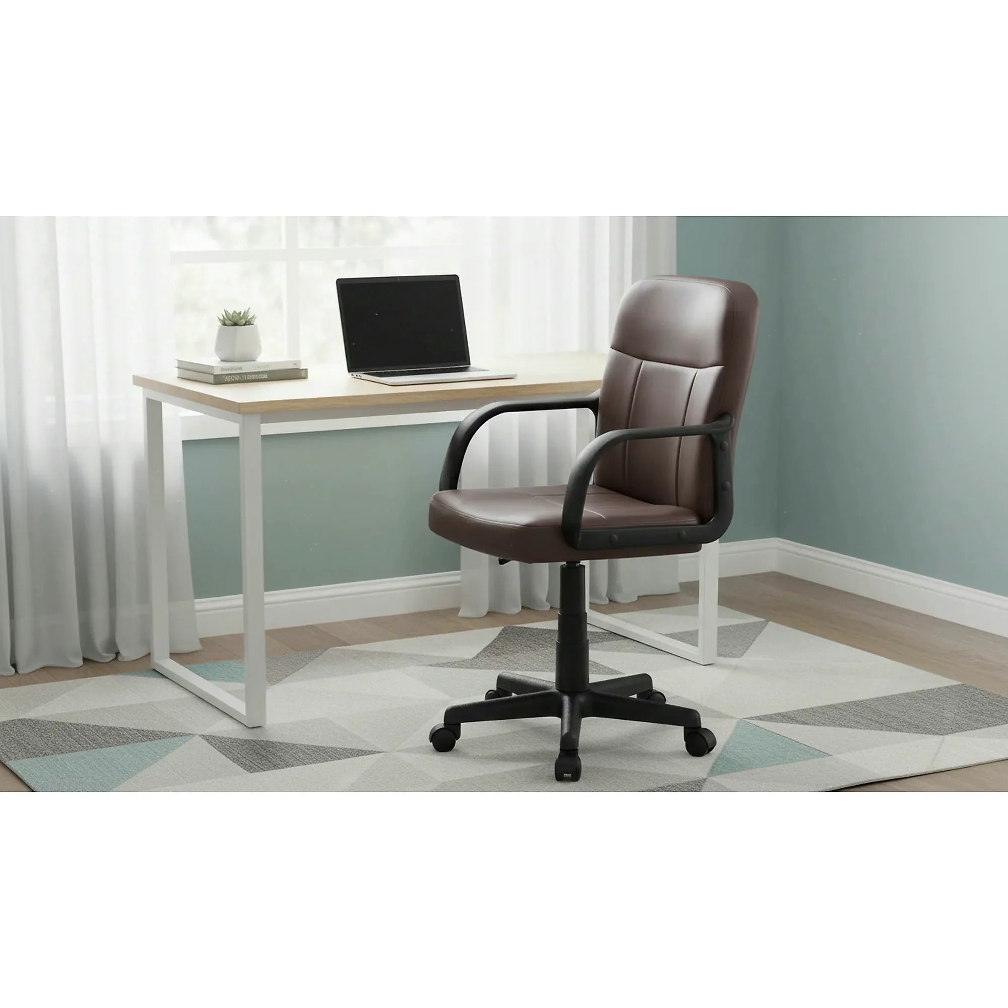 Scaun birou AYLA NEW, maro, piele ecologica/plastic, 55x59.5x89/101 cm