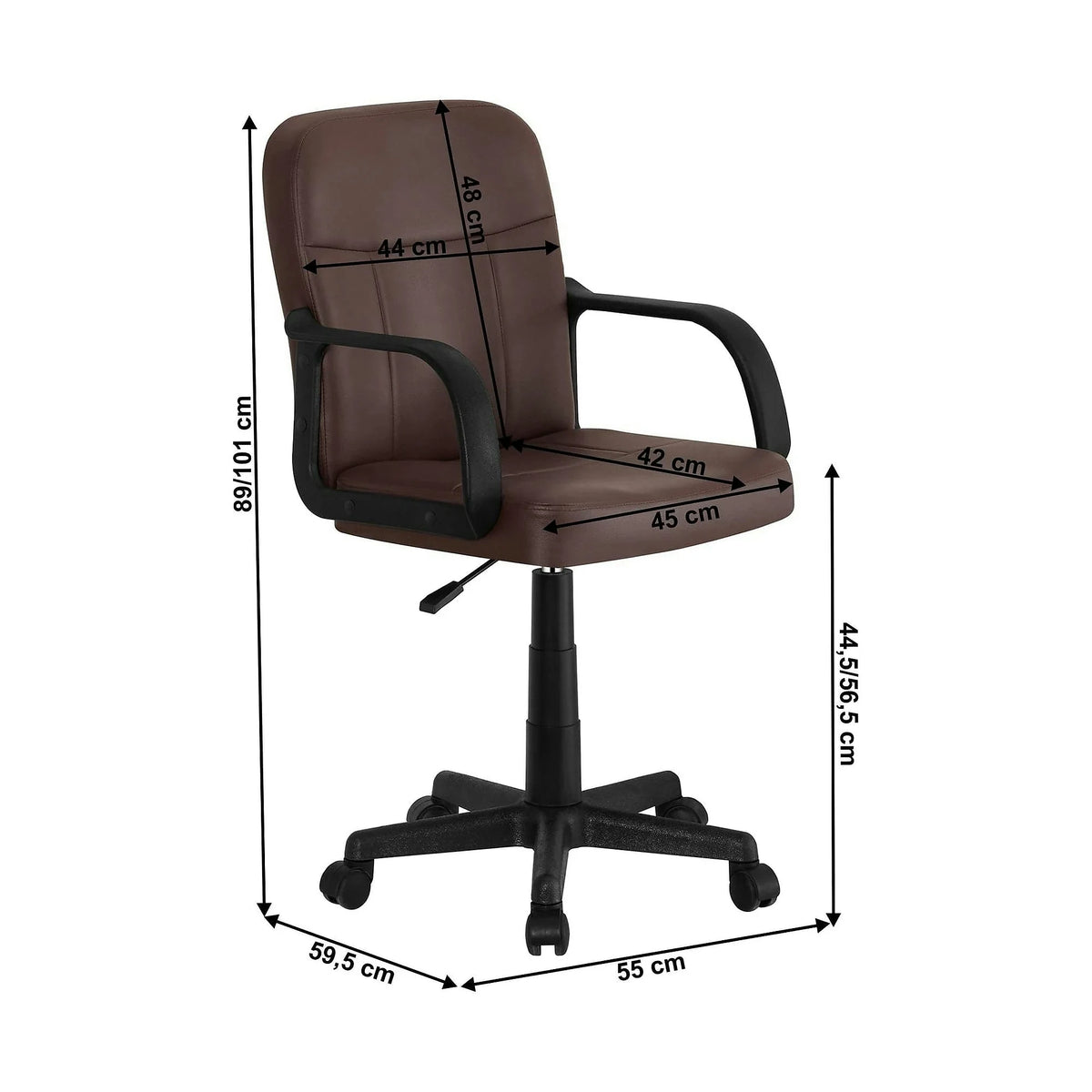 Scaun birou AYLA NEW, maro, piele ecologica/plastic, 55x59.5x89/101 cm