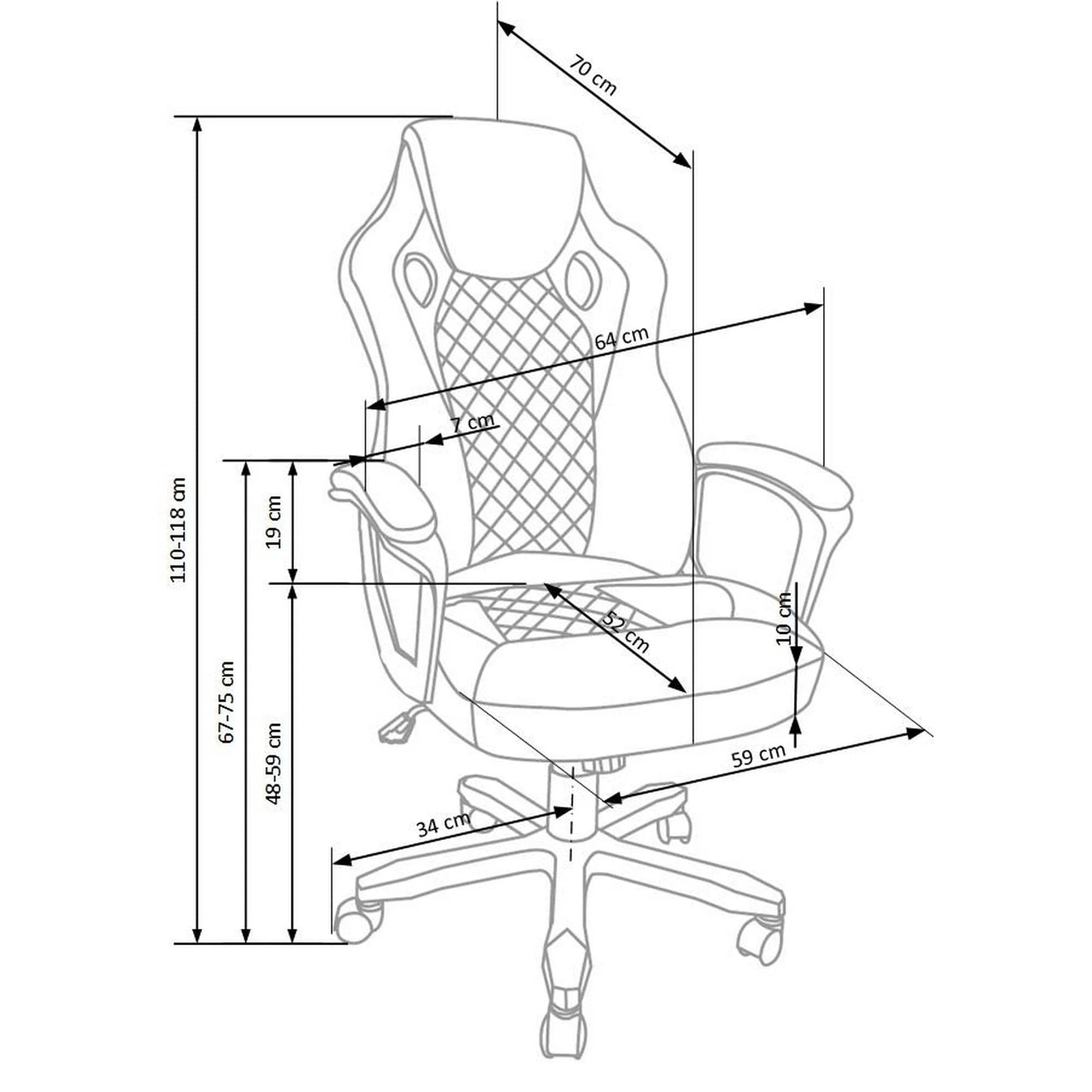 Scaun birou BAFFIN, negru/rosu, 64x70x110-118 cm