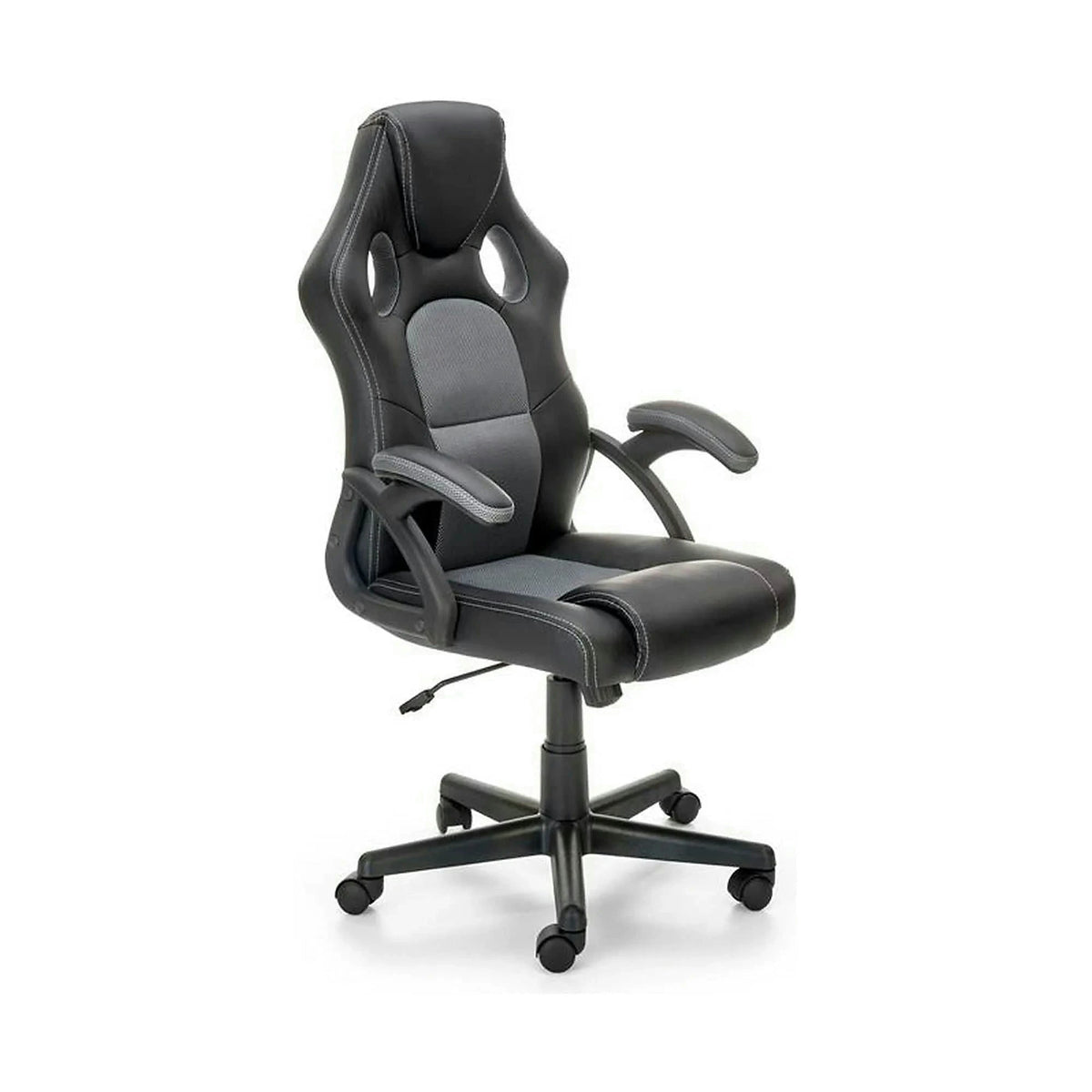 Scaun birou BERKEL, negru/gri, piele ecologica, 62x63x108-117 cm