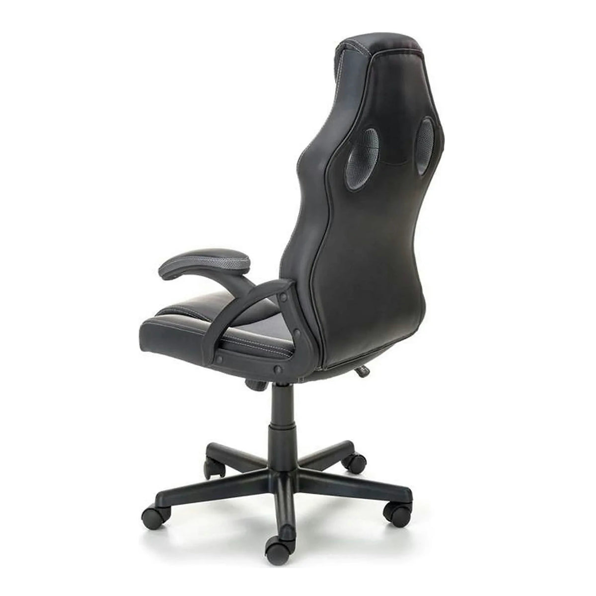 Scaun birou BERKEL, negru/gri, piele ecologica, 62x63x108-117 cm