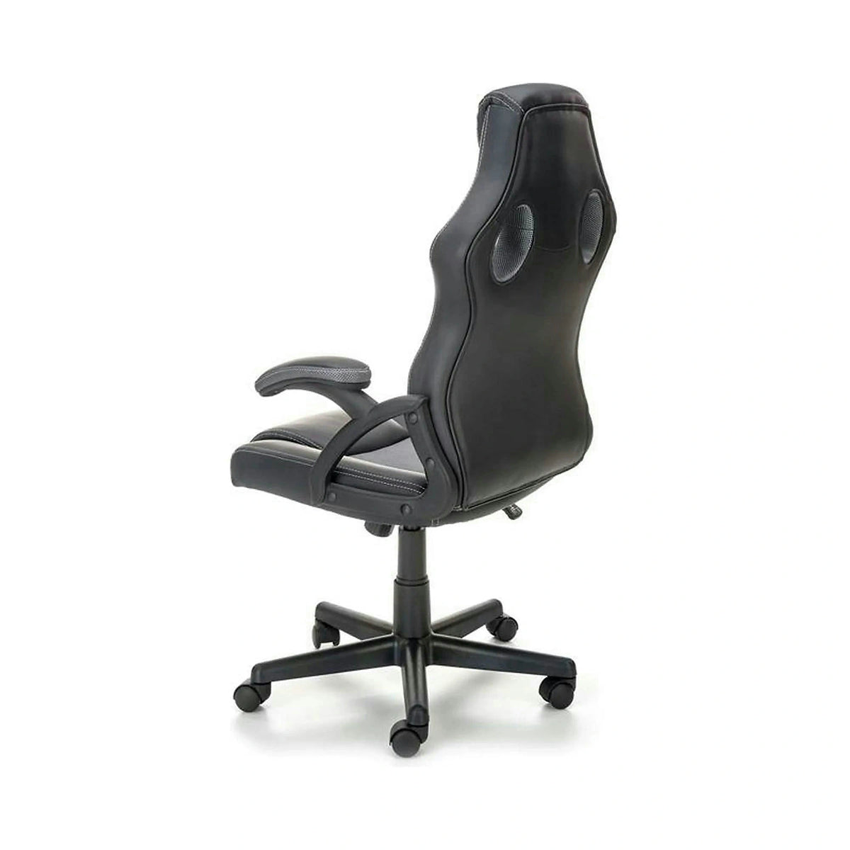 Scaun birou BERKEL, negru/gri, piele ecologica, 62x63x108-117 cm
