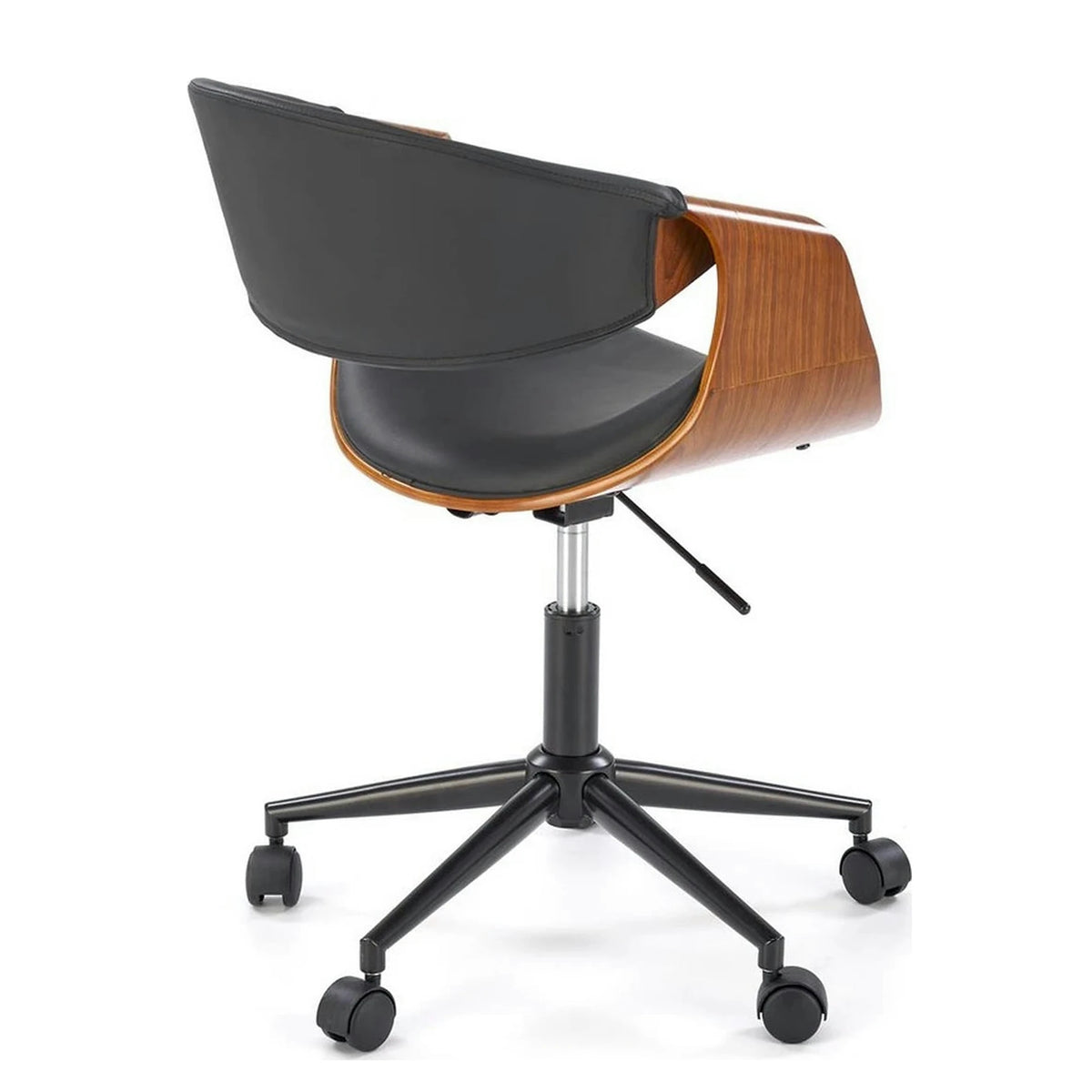 Scaun birou BILBO, nuc/negru, placaj/piele ecologica/metal, 55x55x72/82 cm