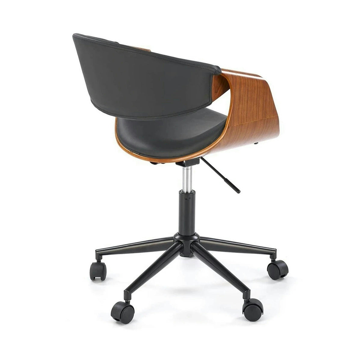 Scaun birou BILBO, nuc/negru, placaj/piele ecologica/metal, 55x55x72/82 cm