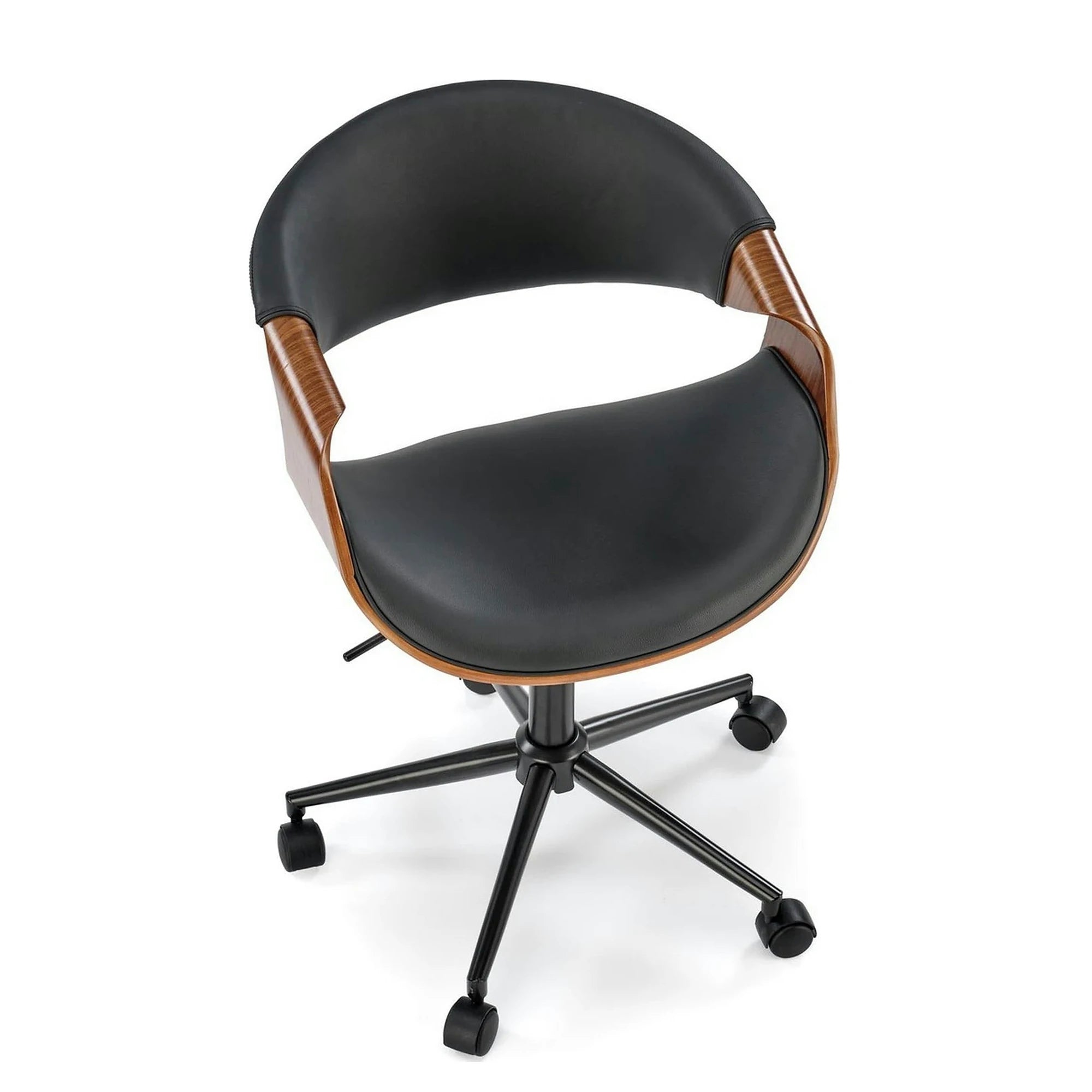 Scaun birou BILBO, nuc/negru, placaj/piele ecologica/metal, 55x55x72/82 cm