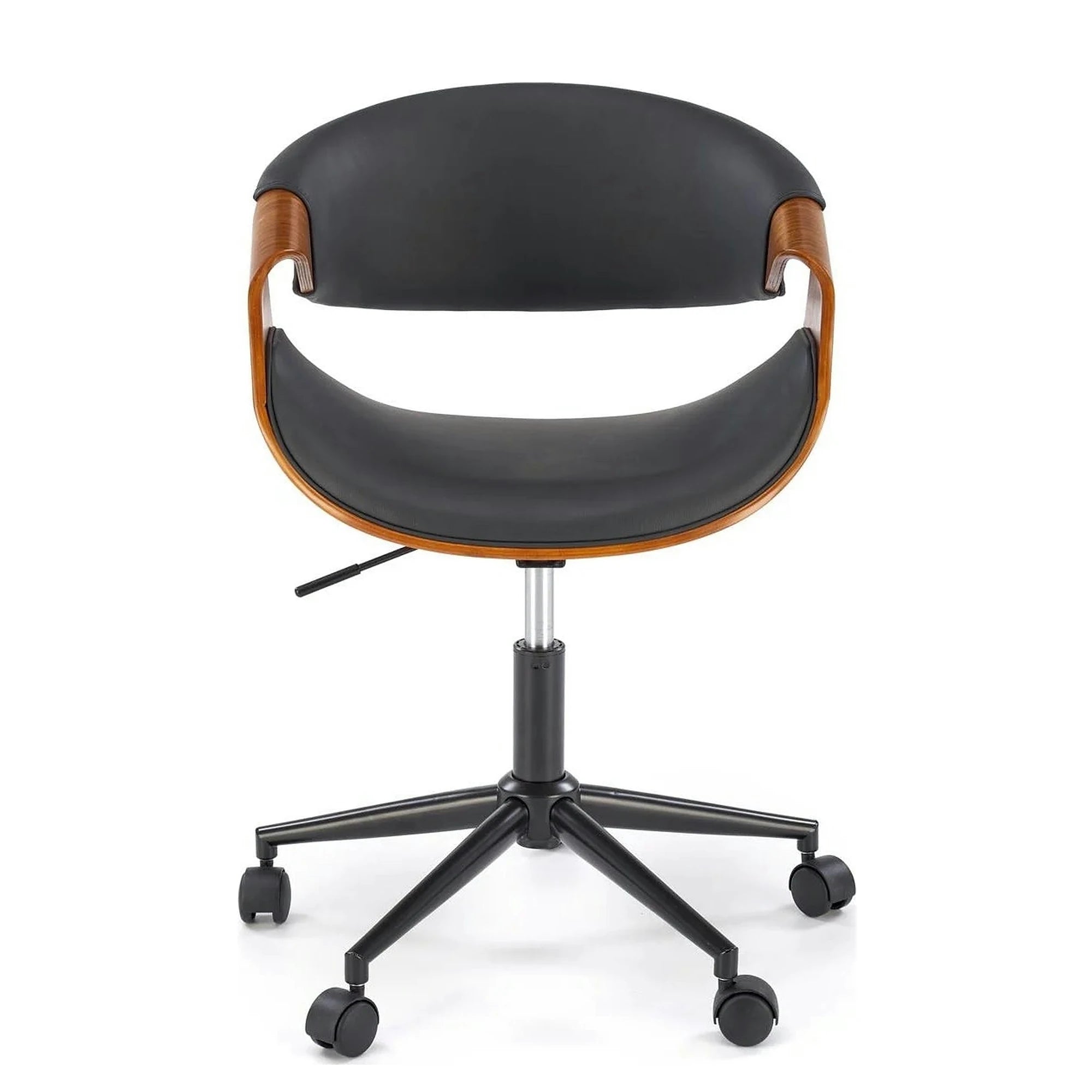 Scaun birou BILBO, nuc/negru, placaj/piele ecologica/metal, 55x55x72/82 cm