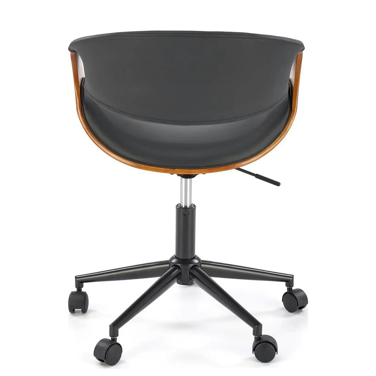 Scaun birou BILBO, nuc/negru, placaj/piele ecologica/metal, 55x55x72/82 cm