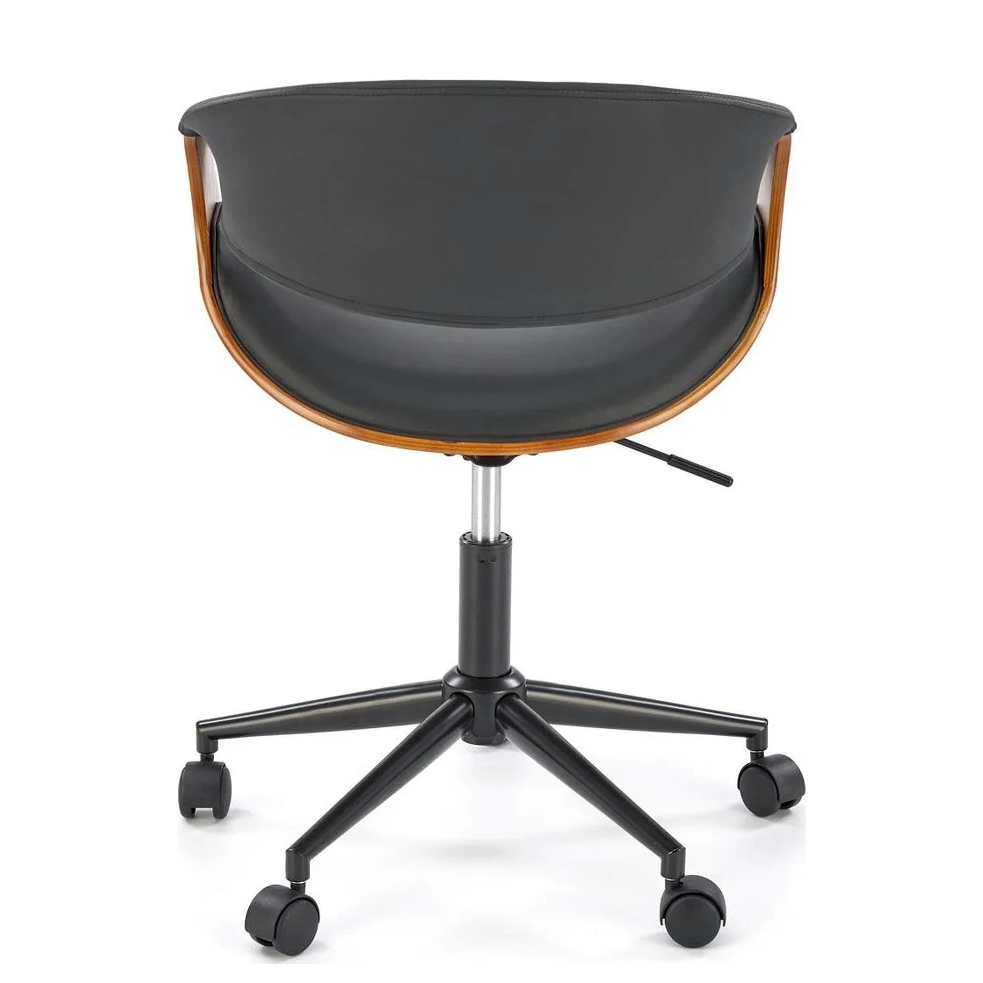 Scaun birou BILBO, nuc/negru, placaj/piele ecologica/metal, 55x55x72/82 cm