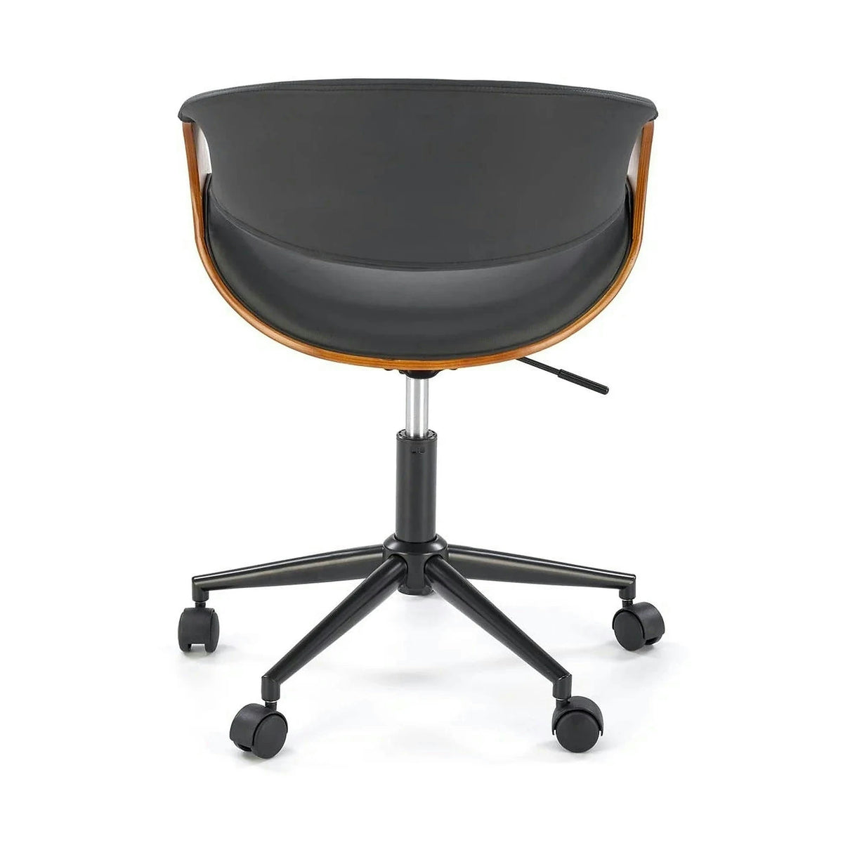 Scaun birou BILBO, nuc/negru, placaj/piele ecologica/metal, 55x55x72/82 cm