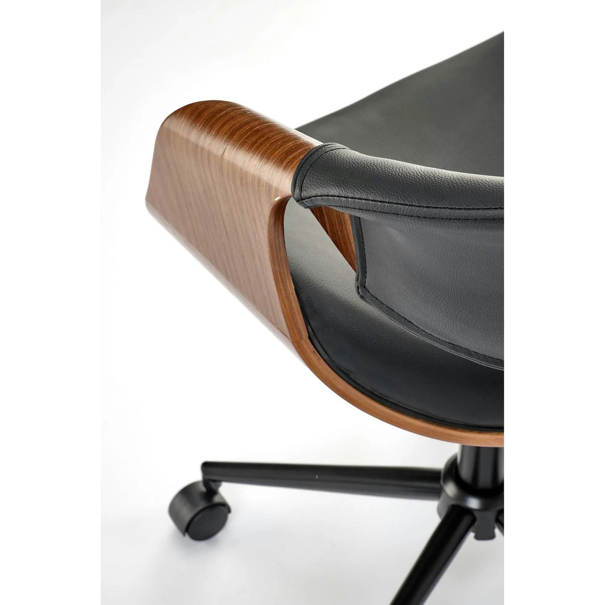 Scaun birou BILBO, nuc/negru, placaj/piele ecologica/metal, 55x55x72/82 cm