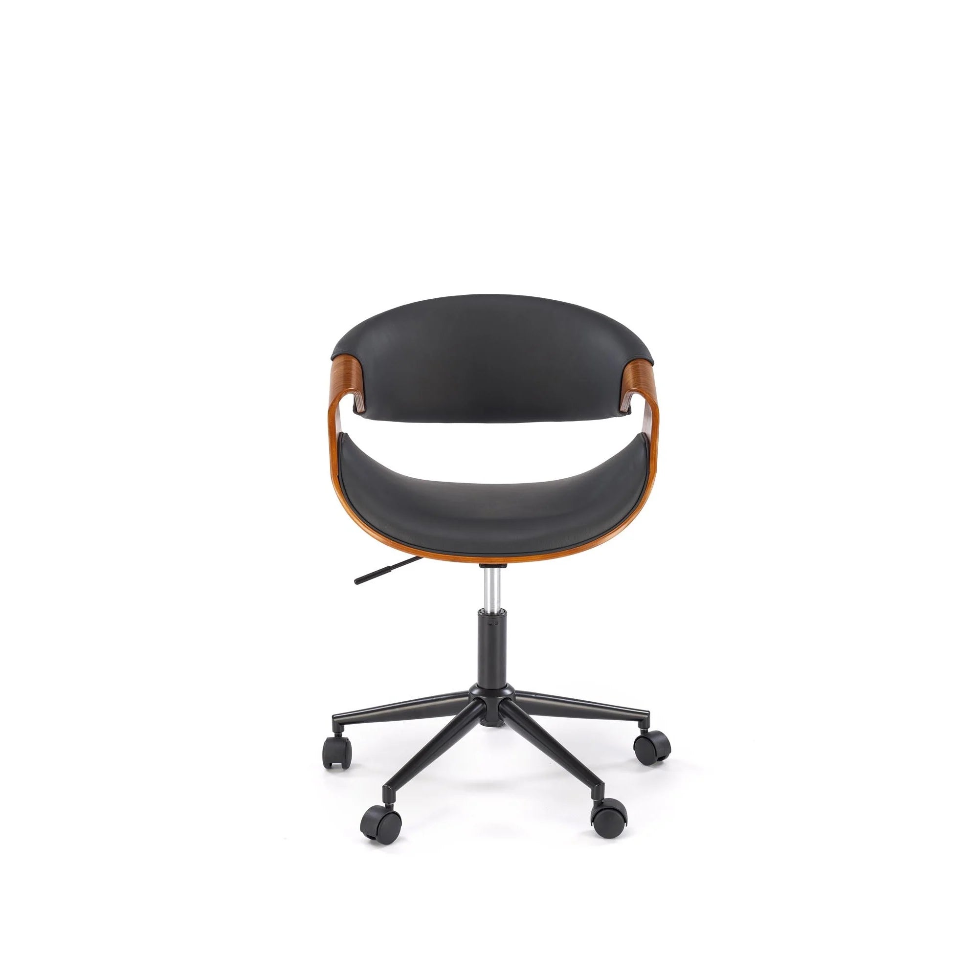 Scaun birou BILBO, nuc/negru, placaj/piele ecologica/metal, 55x55x72/82 cm