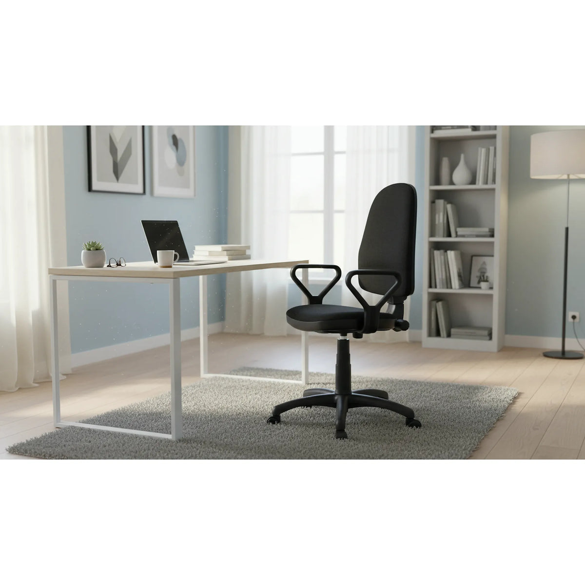 Scaun birou BRAVO, negru, stofa, 59x56x96/108 cm