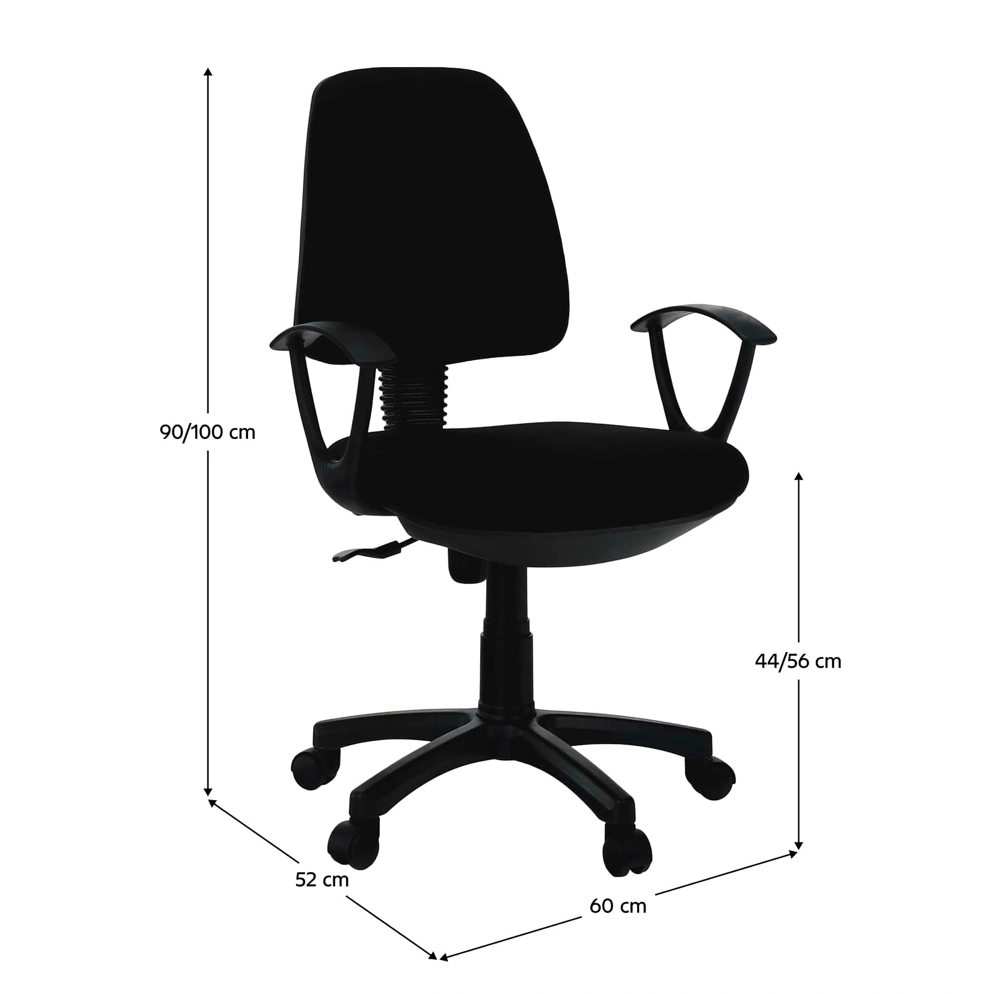 Scaun birou COLBY NEW, negru, stofa/plastic, 60x52x90/100 cm