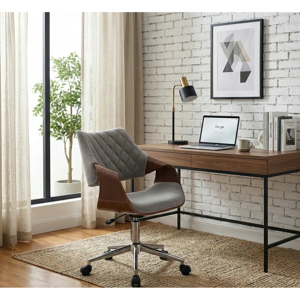 Scaun birou COLT, gri/maro/crom, stofa catifelata/placaj, 58x64x80/90 cm