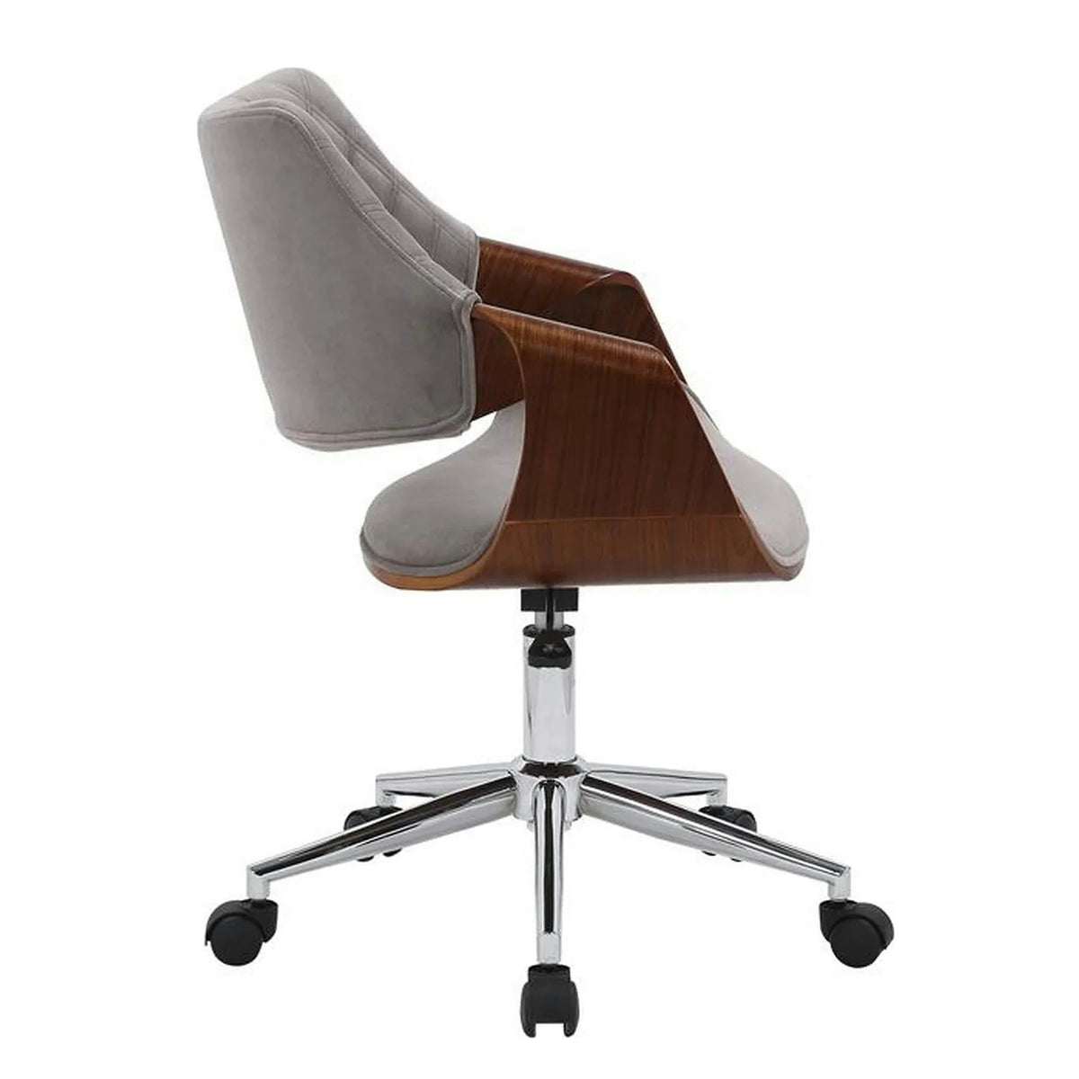Scaun birou COLT, gri/maro/crom, stofa catifelata/placaj, 58x64x80/90 cm