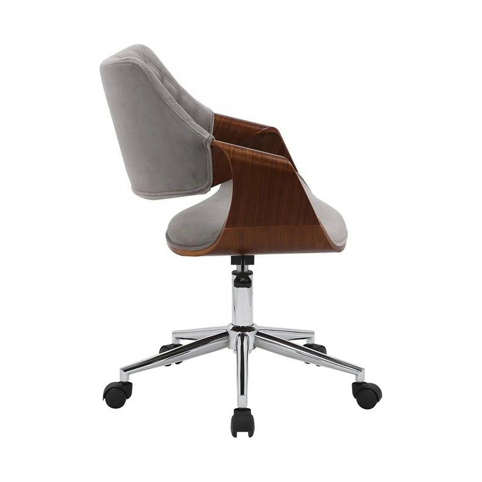 Scaun birou COLT, gri/maro/crom, stofa catifelata/placaj, 58x64x80/90 cm