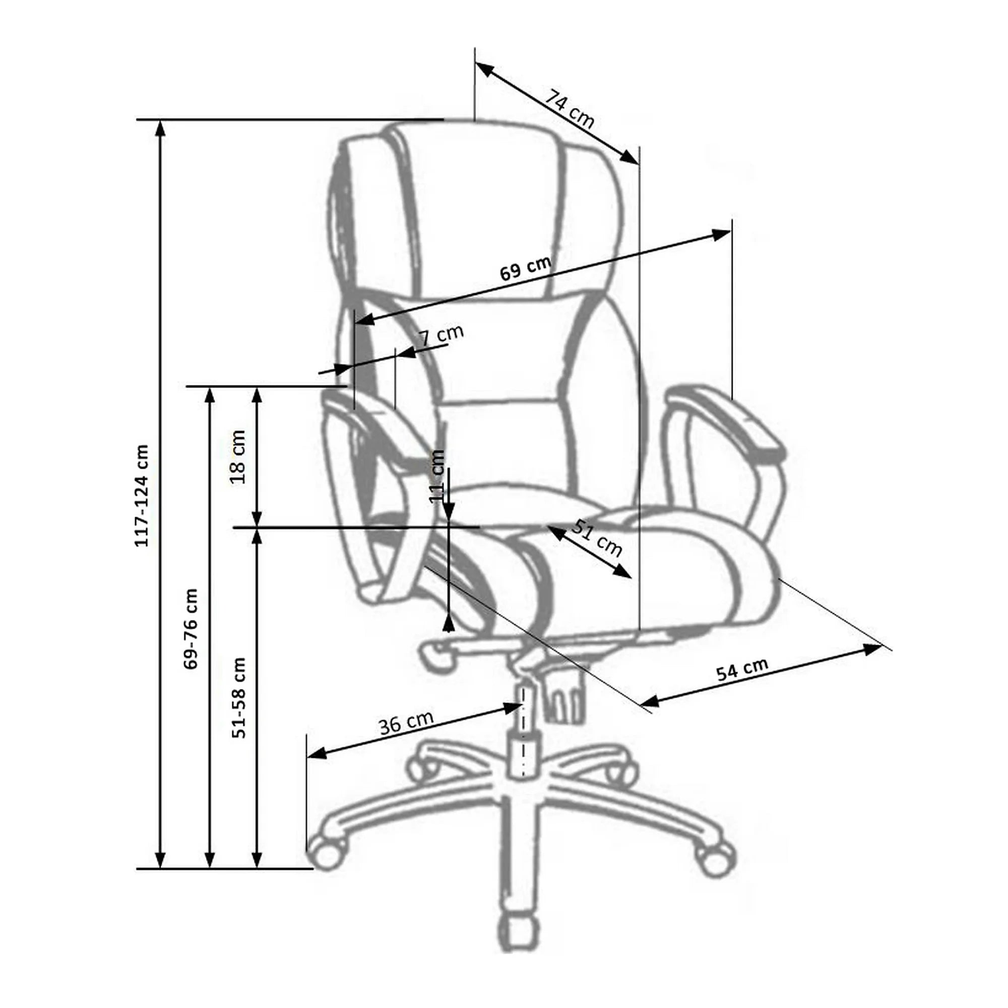 Scaun birou comod FOSTER, negru, piele ecologica/PVC, 69x74x117/124 cm
