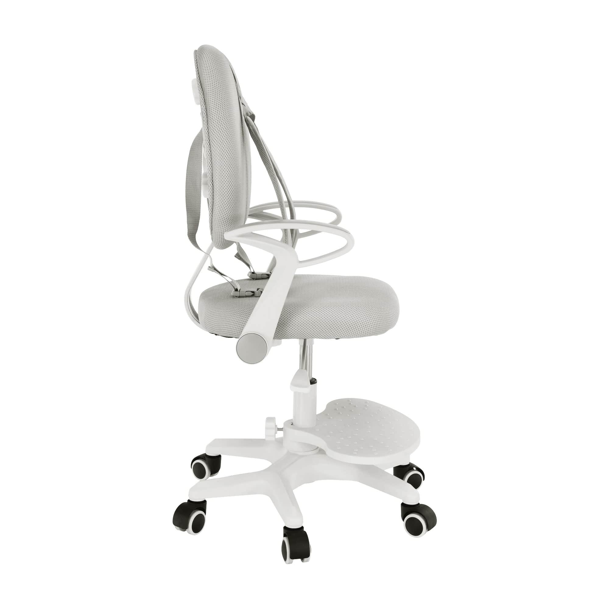 Scaun birou copii ANAIS, alb/gri, plastic/plasa, 58x55x83-102 cm