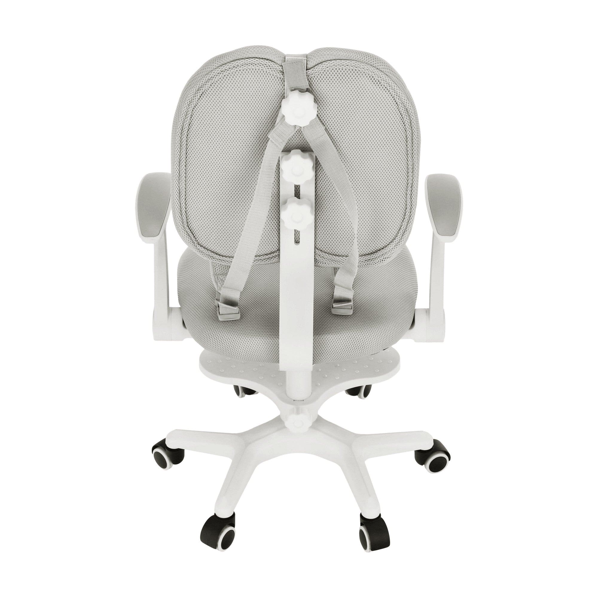 Scaun birou copii ANAIS, alb/gri, plastic/plasa, 58x55x83-102 cm