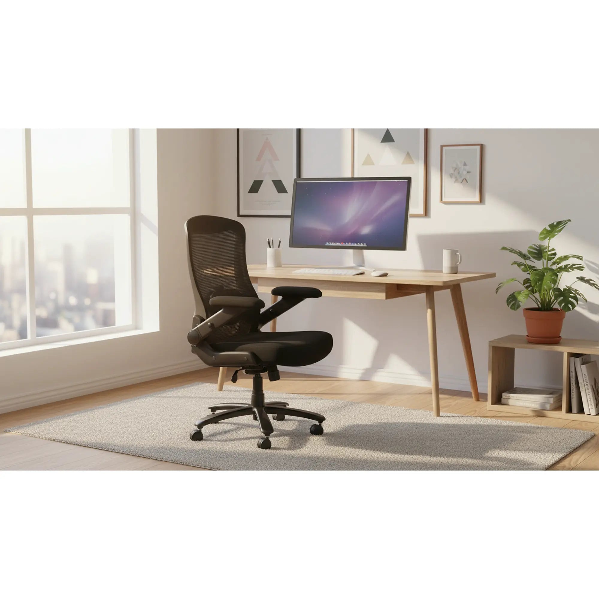 Scaun birou CYBORG, negru, stofa clasica/metal, 80x74x111/117 cm