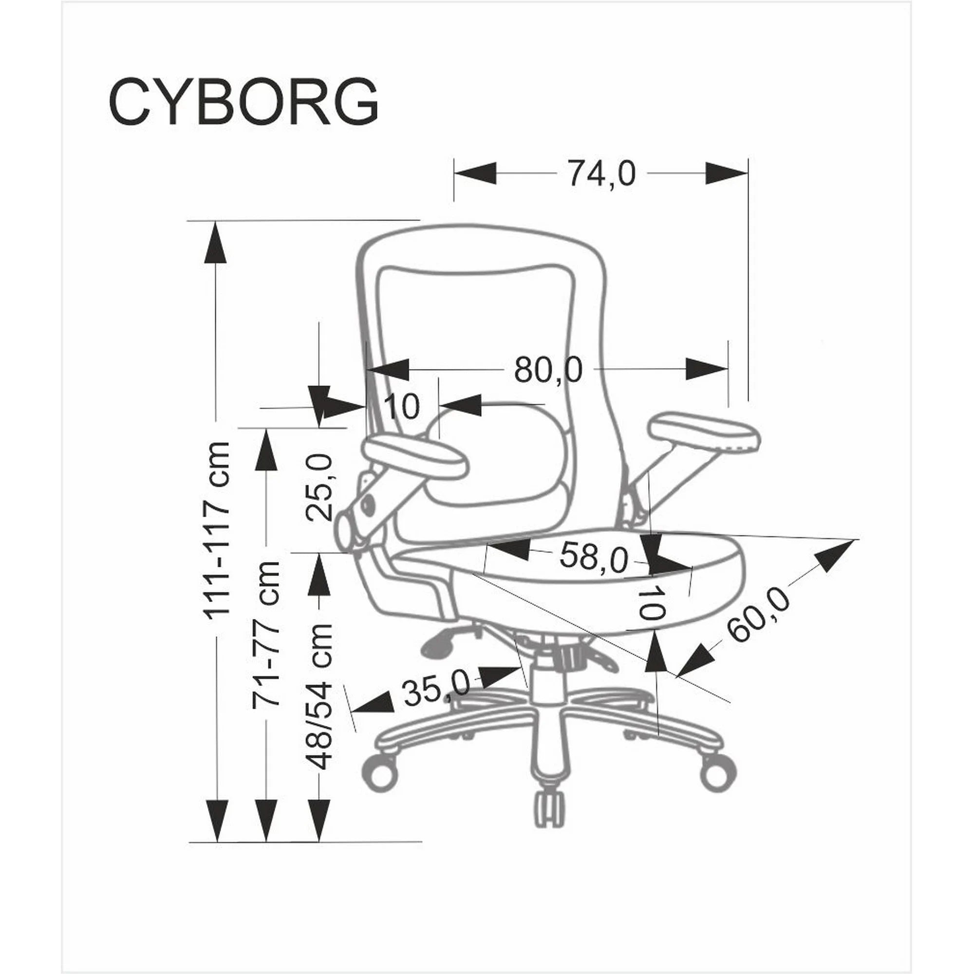 Scaun birou CYBORG, negru, stofa clasica/metal, 80x74x111/117 cm
