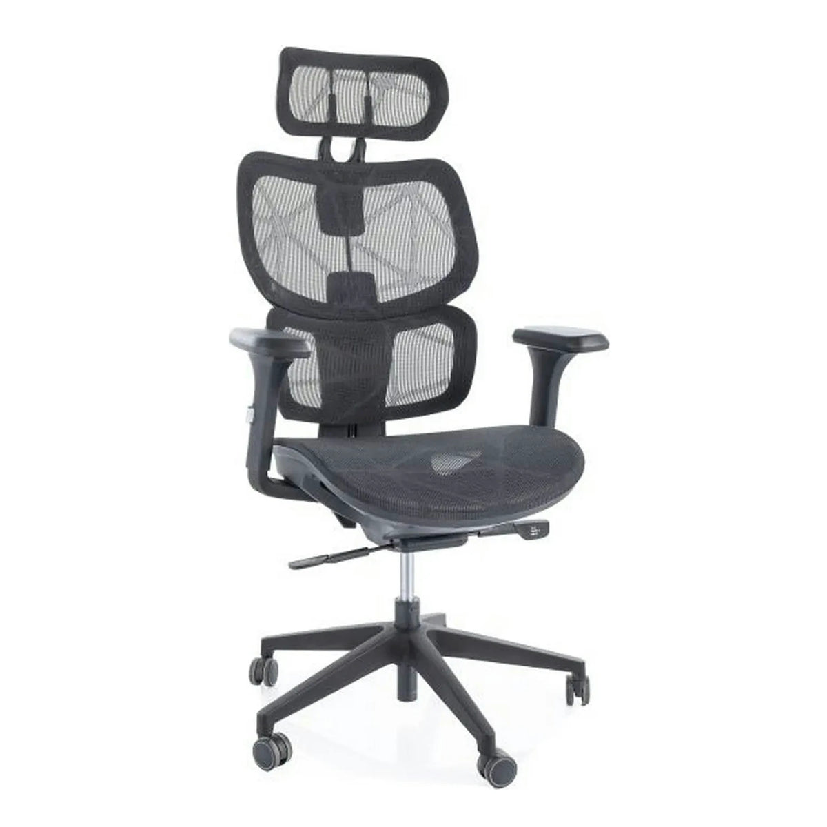 Scaun birou DEVON, negru, plasa/metal, 68x50x119/129 cm