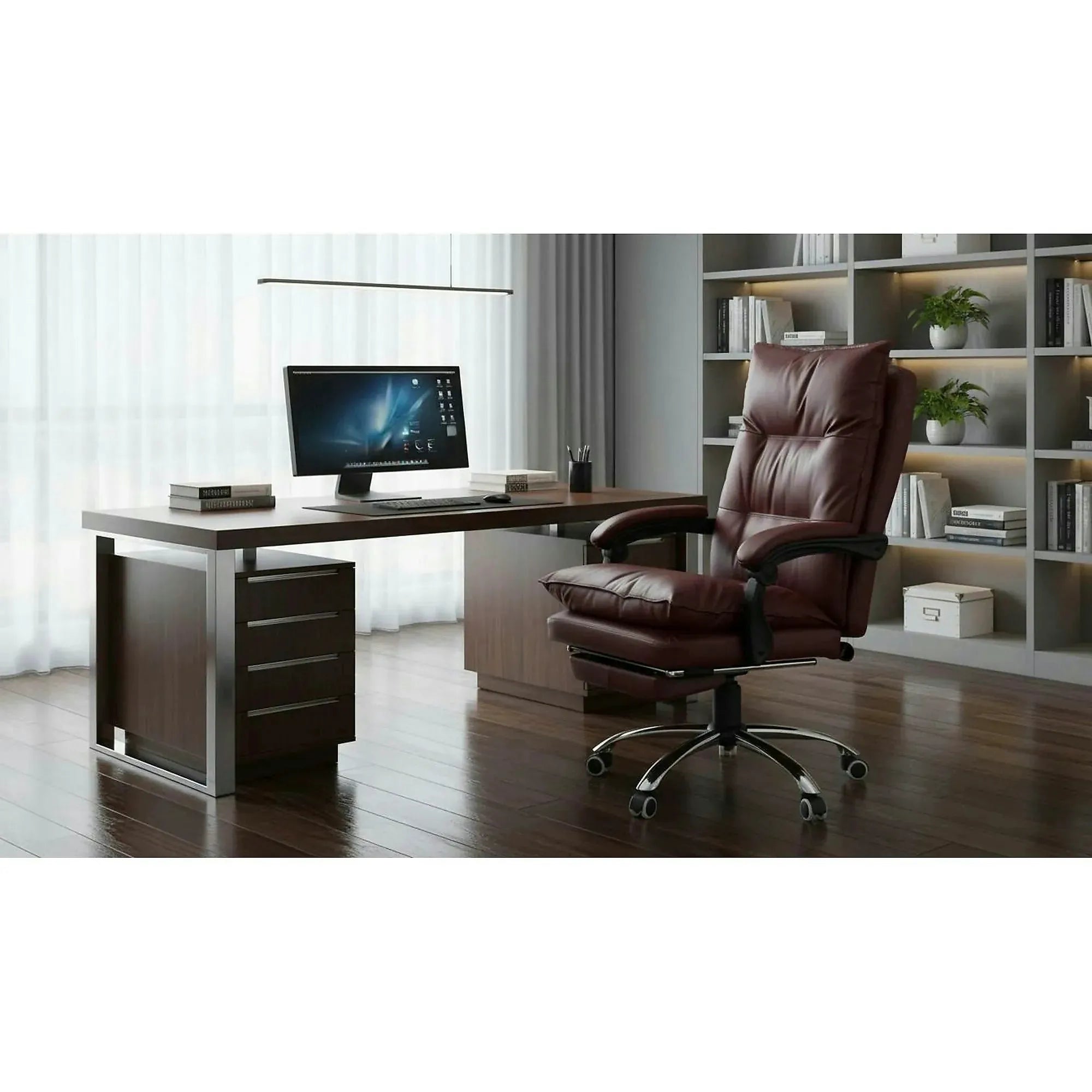 Scaun birou DRAKE, visiniu/crom, piele ecologica/metal, 72x85x111/118 cm