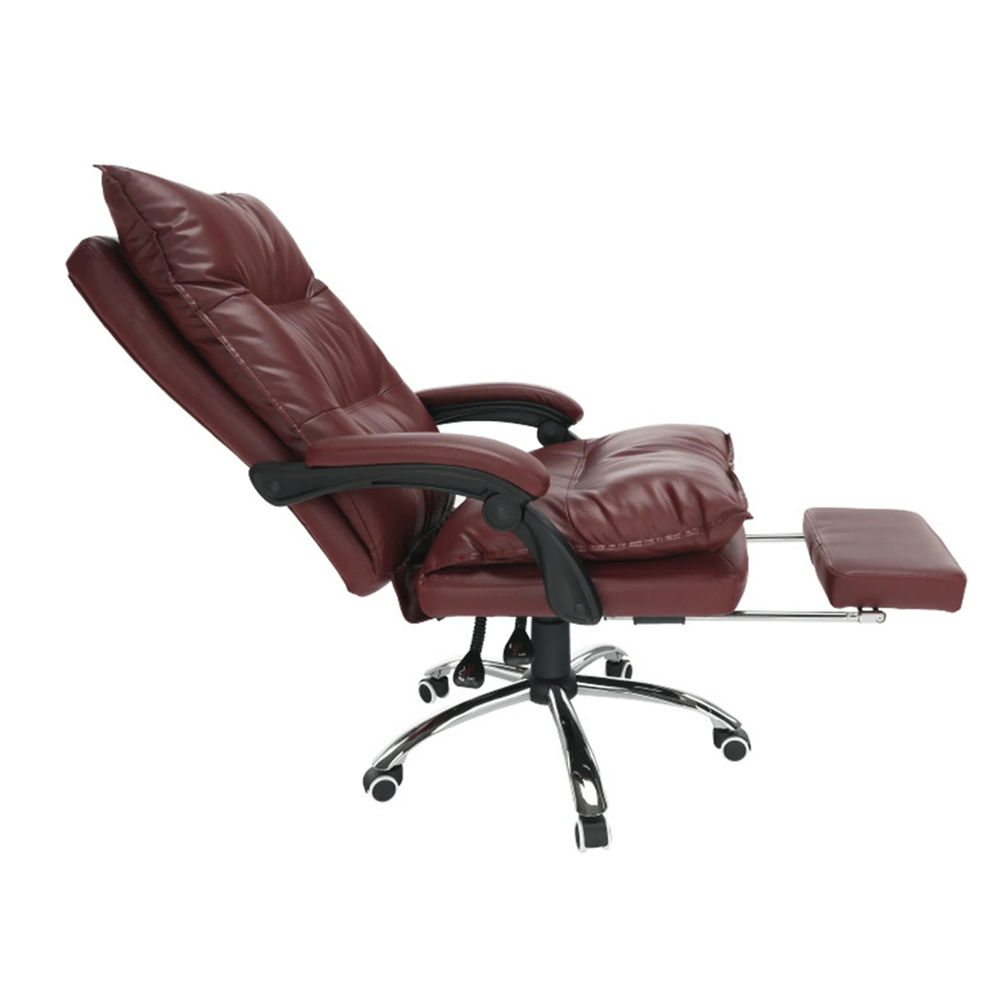 Scaun birou DRAKE, visiniu/crom, piele ecologica/metal, 72x85x111/118 cm