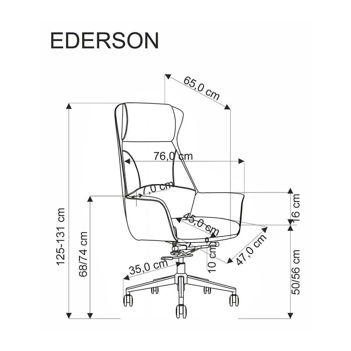 Scaun birou EDERSON, cappuccino, piele ecologica/metal, 76x65x125/131 cm