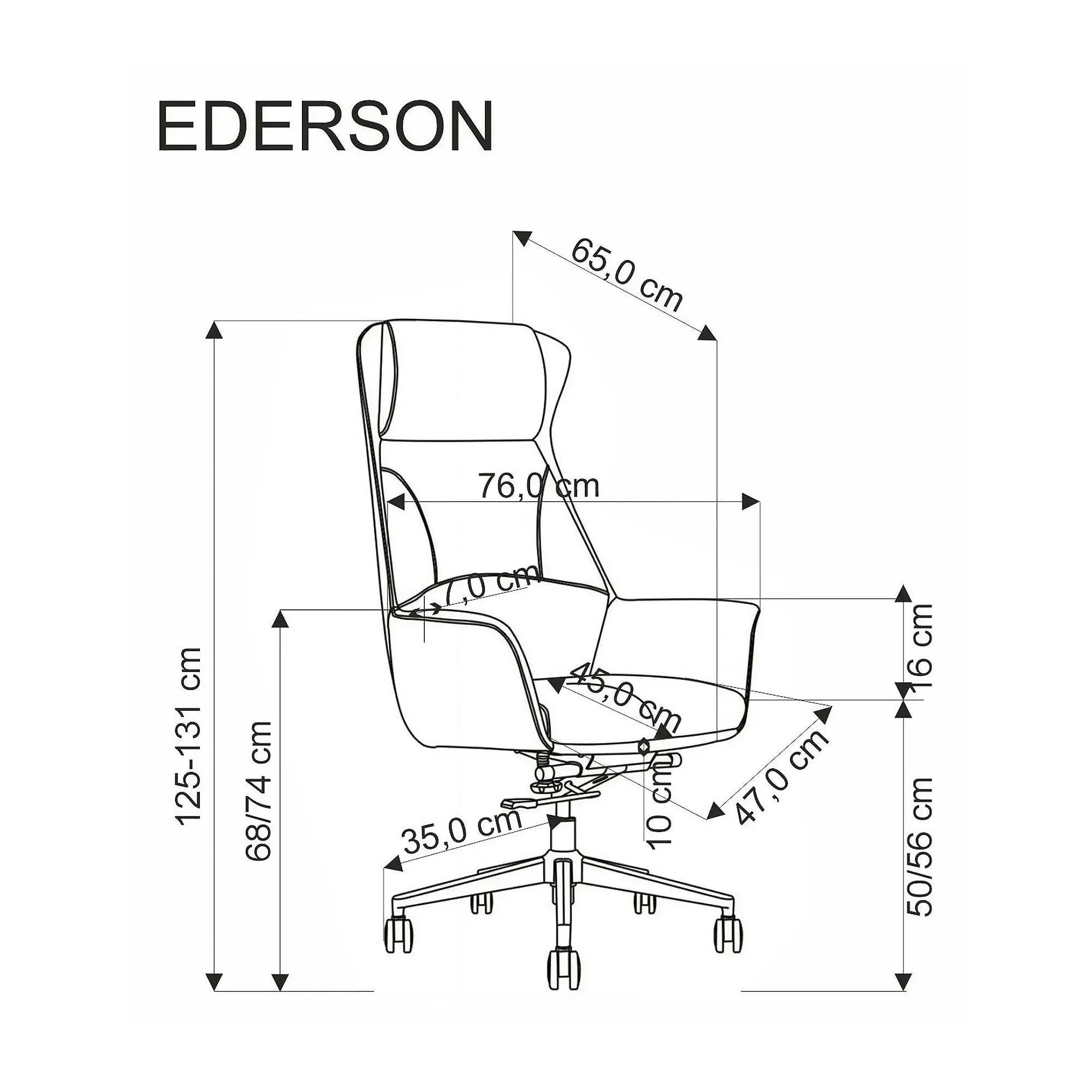 Scaun birou EDERSON, cappuccino, piele ecologica/metal, 76x65x125/131 cm