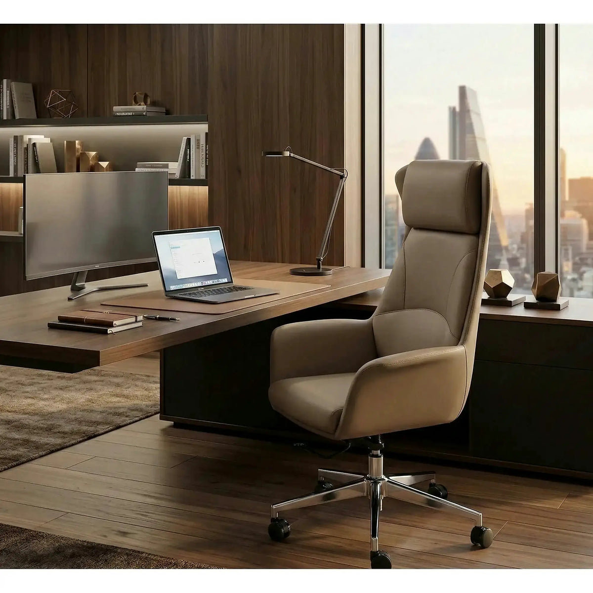 Scaun birou EDERSON, cappuccino, piele ecologica/metal, 76x65x125/131 cm
