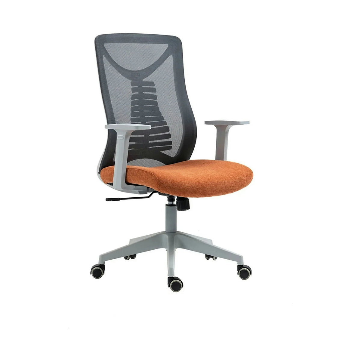 Scaun birou ERGOLEX, negru/portocaliu, stofa/plasa, 58x58x102/112 cm