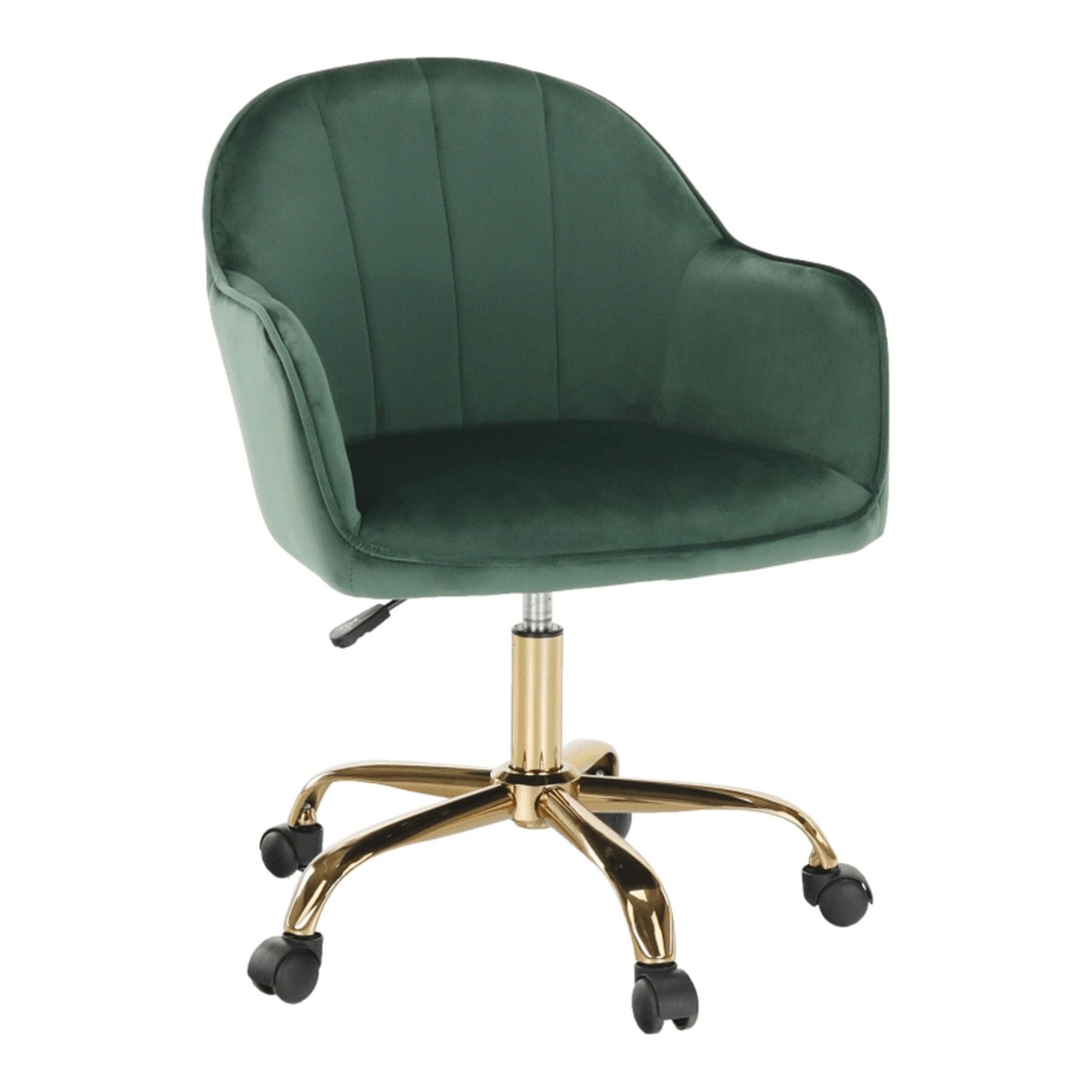 Scaun birou EROL, verde/auriu, stofa catifelata/metal, 59x62x82/92 cm