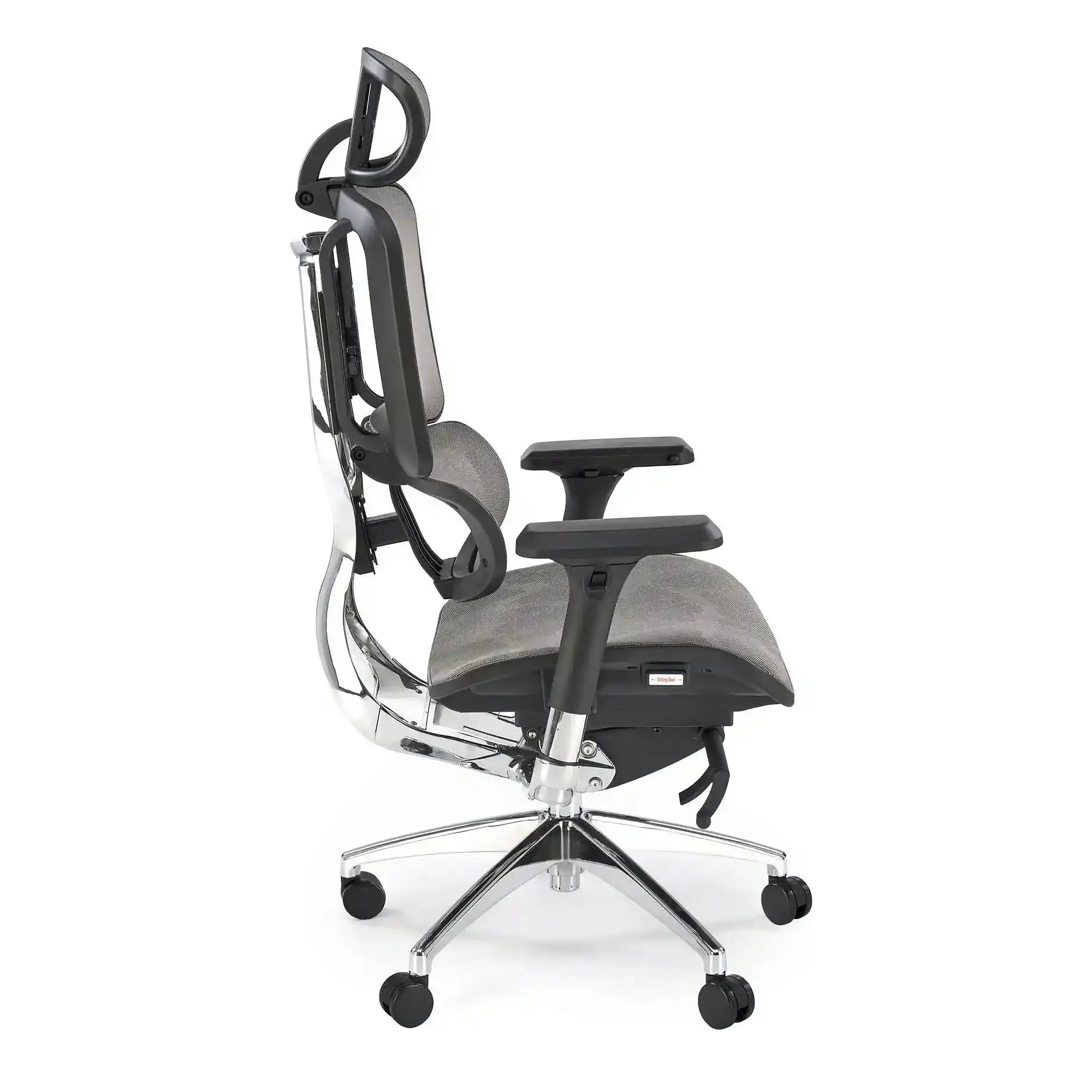 Scaun birou ETHAN, gri, plasa/metal, 72x70x130/139 cm