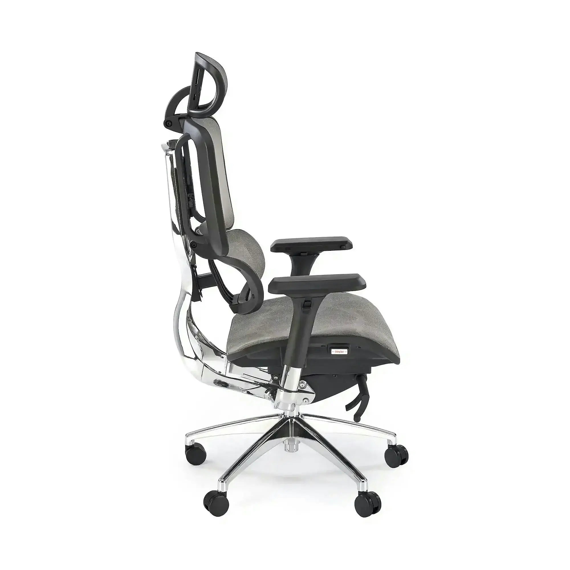 Scaun birou ETHAN, gri, plasa/metal, 72x70x130/139 cm