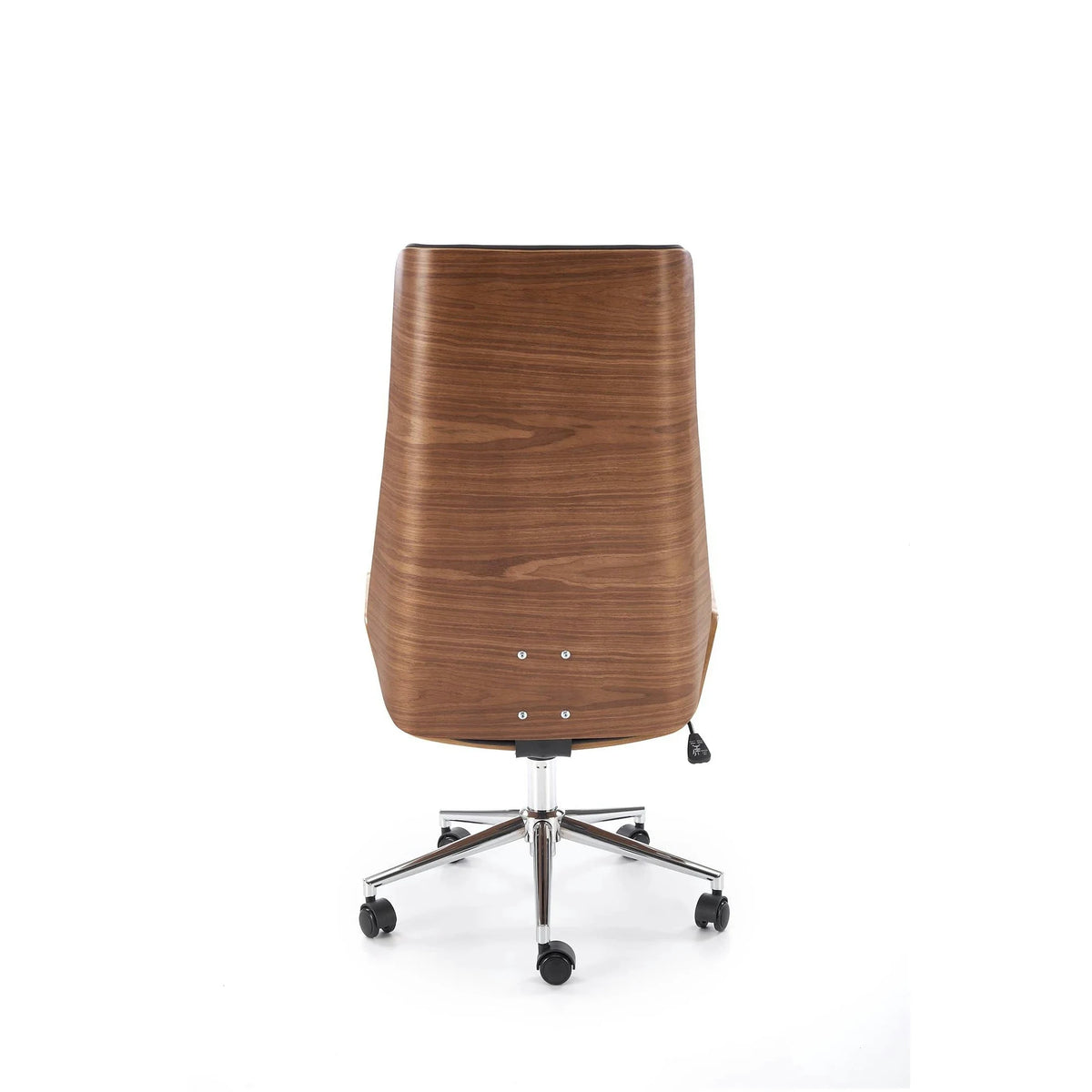 Scaun birou fara manere WEBSTER, nuc/negru, piele ecologica/placaj indoit, 60x65x114/122 cm