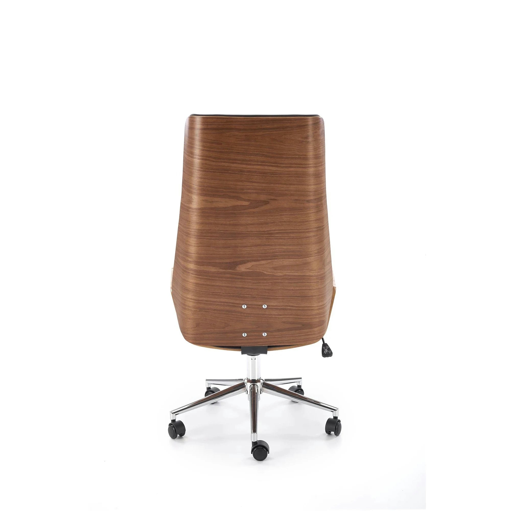 Scaun birou fara manere WEBSTER, nuc/negru, piele ecologica/placaj indoit, 60x65x114/122 cm