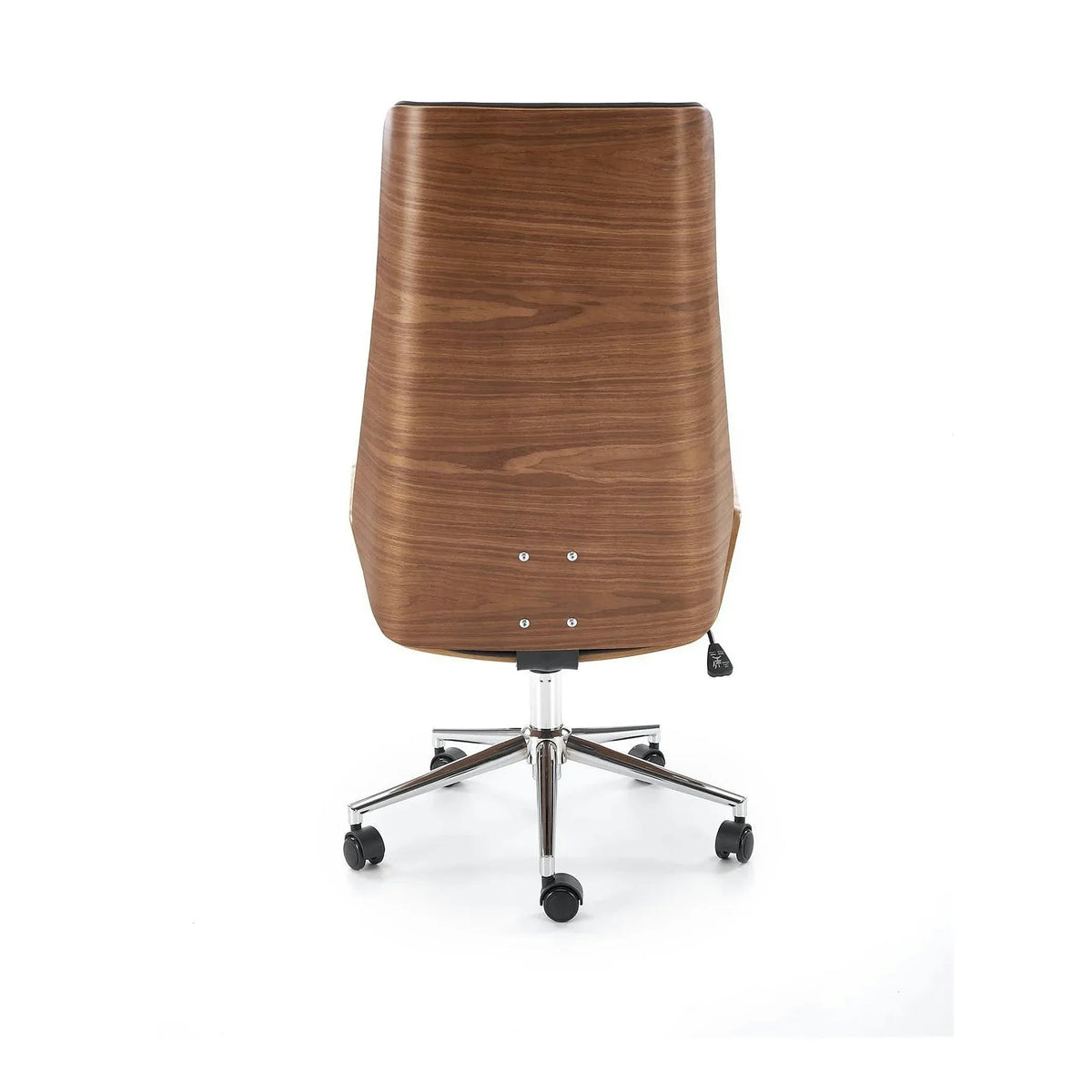 Scaun birou fara manere WEBSTER, nuc/negru, piele ecologica/placaj indoit, 60x65x114/122 cm