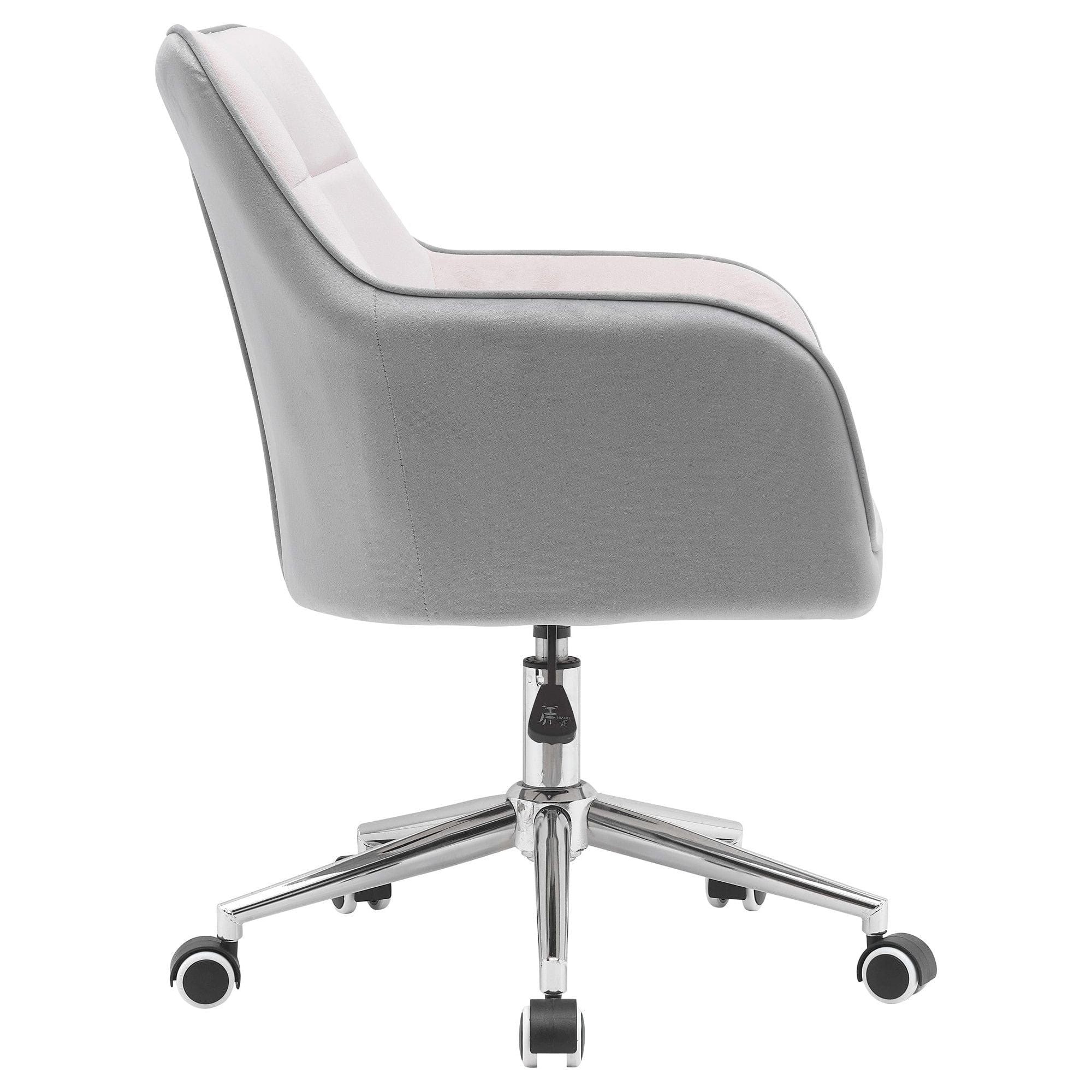 Scaun birou FELTON NEW, roz/gri/crom, stofa catifelata/metal, 58x61x81/89 cm