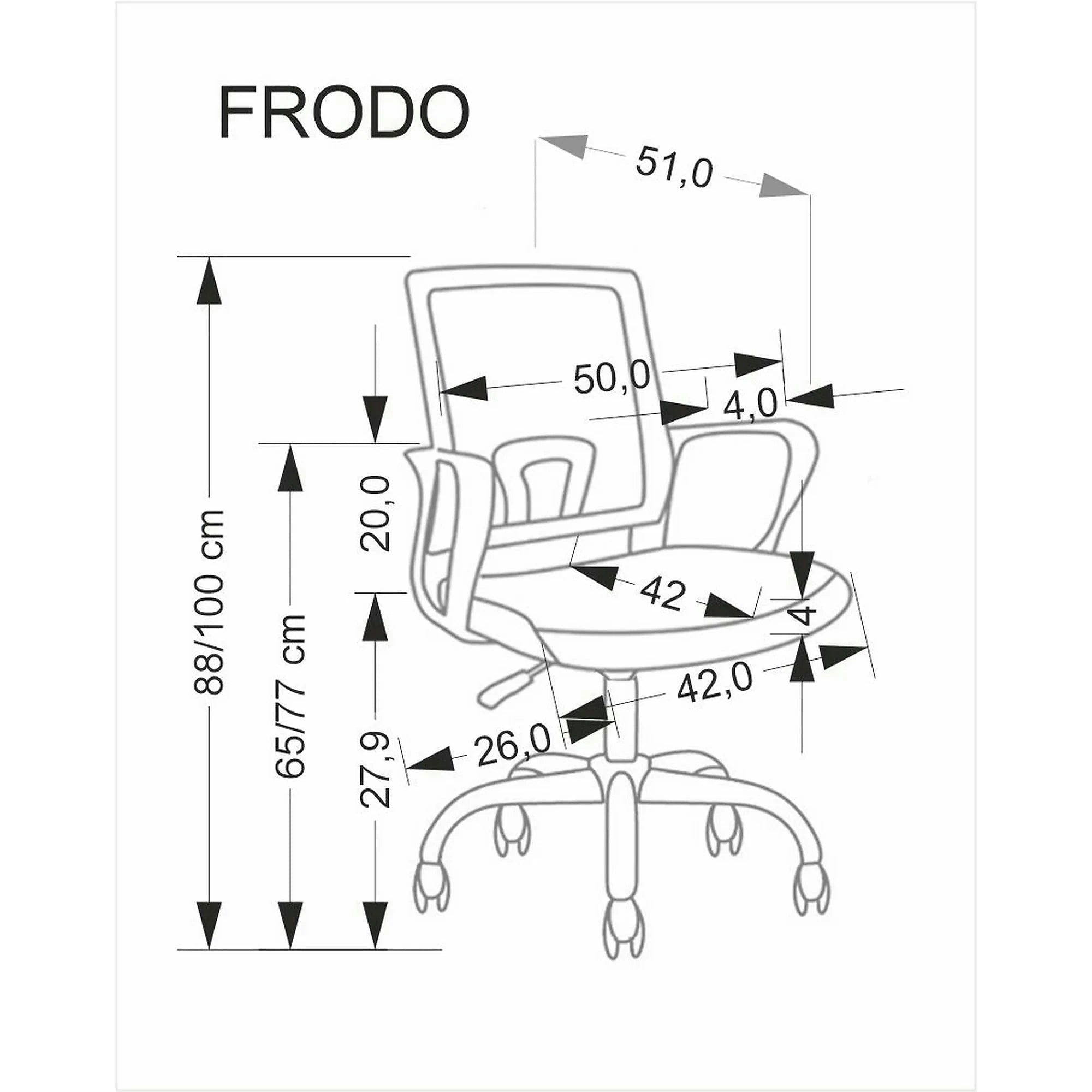 Scaun birou FRODO, gri/alb, stofa catifelata/plasa, 50x51x88/100 cm