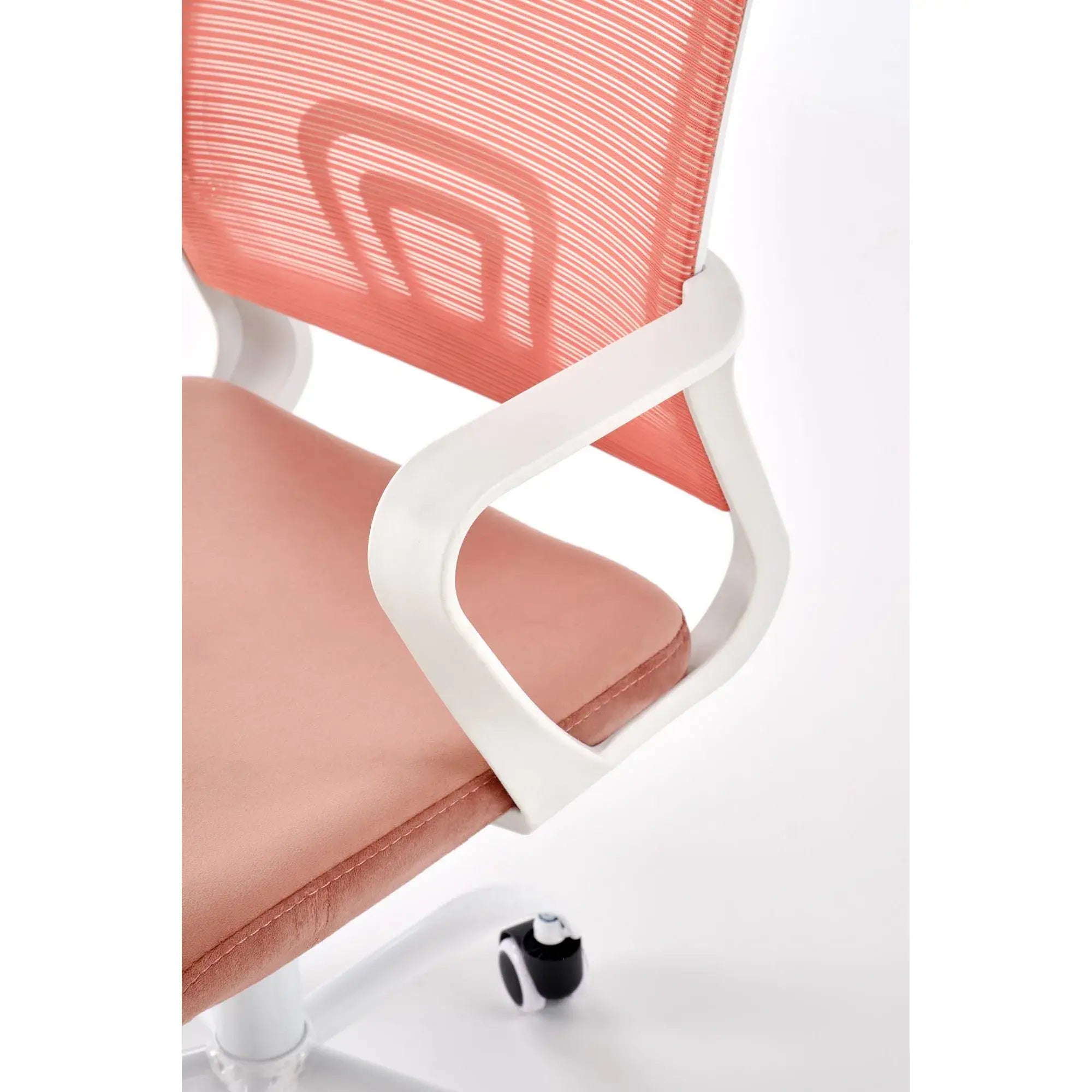 Scaun birou FRODO, roz/alb, stofa catifelata/plasa, 50x51x88/100 cm