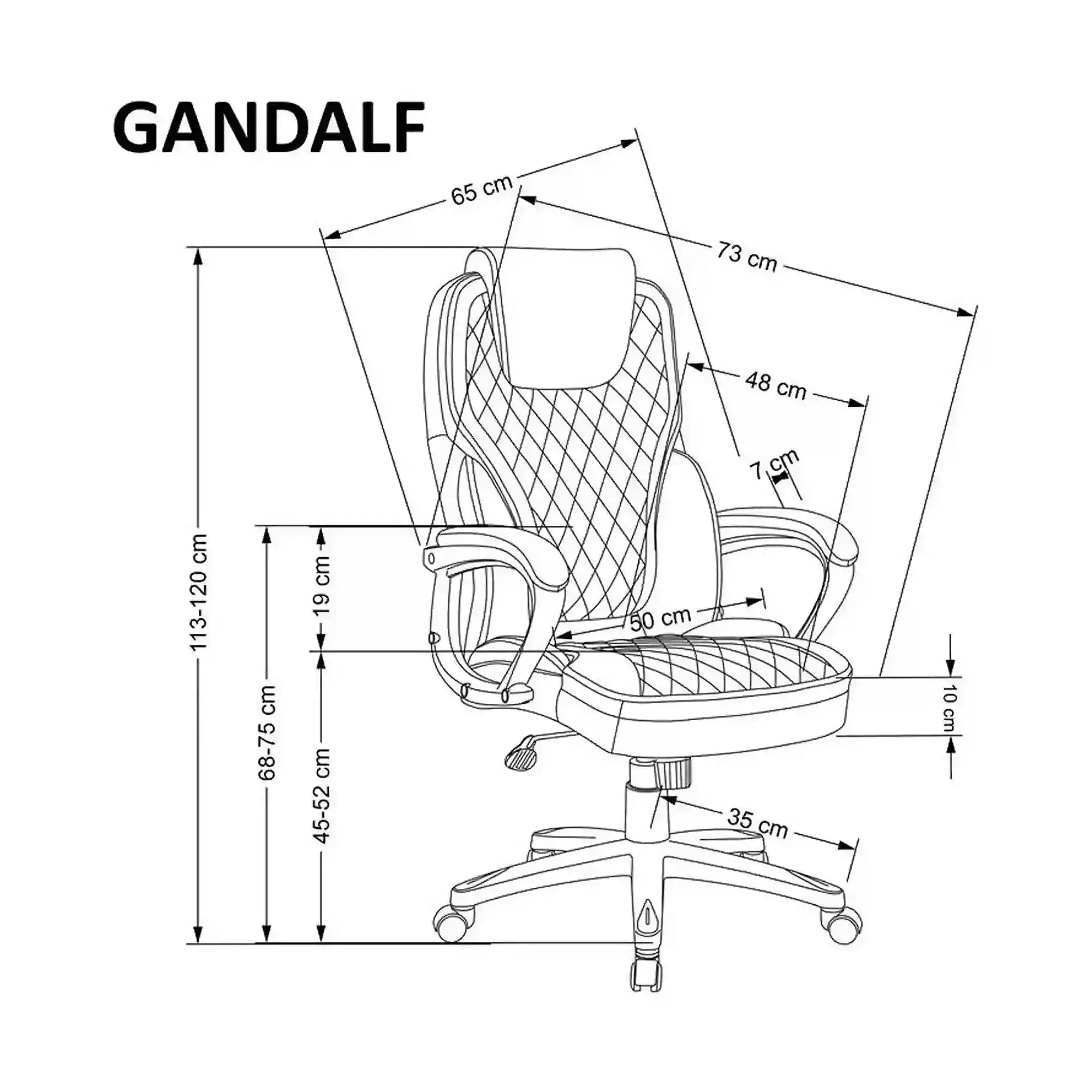 Scaun birou GANDALF, gri/negru, piele ecologica, 65x73x113/120 cm