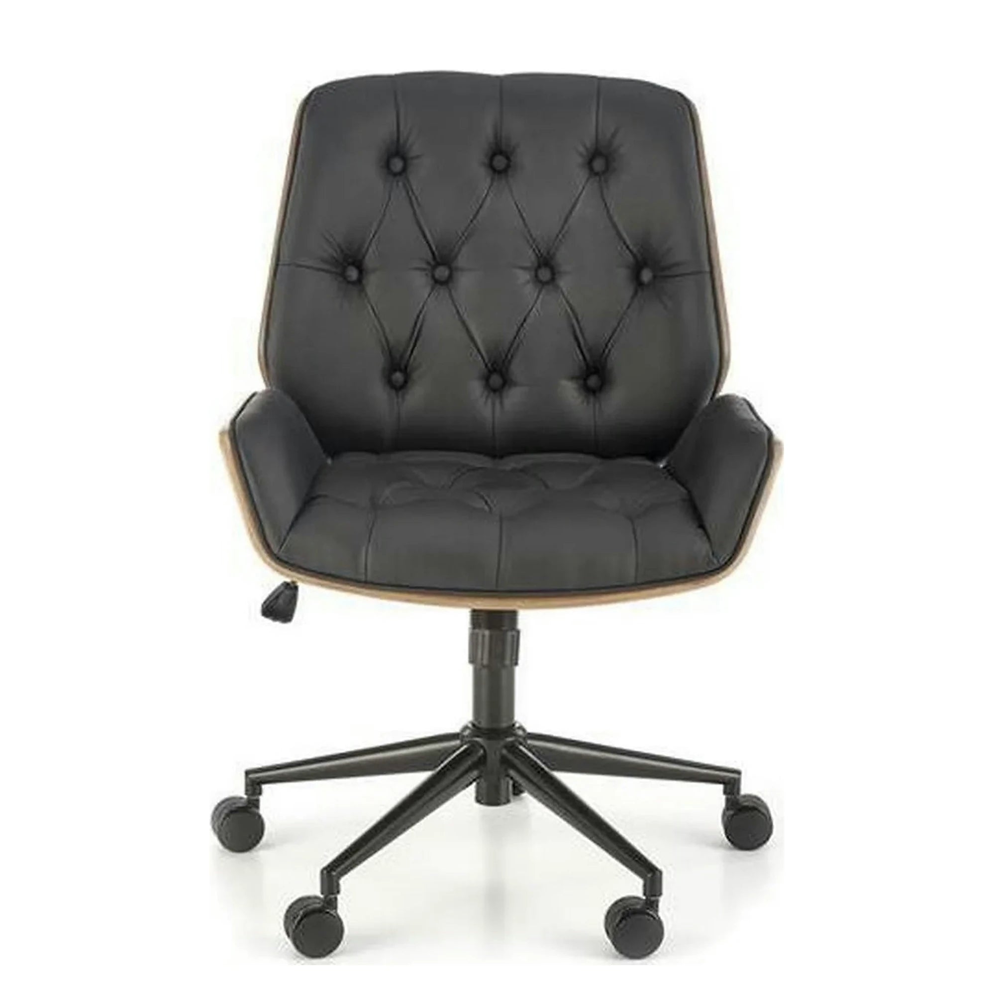 Scaun birou GAVIN, nuc/negru, piele ecologica/metal, 60x65x90/100 cm