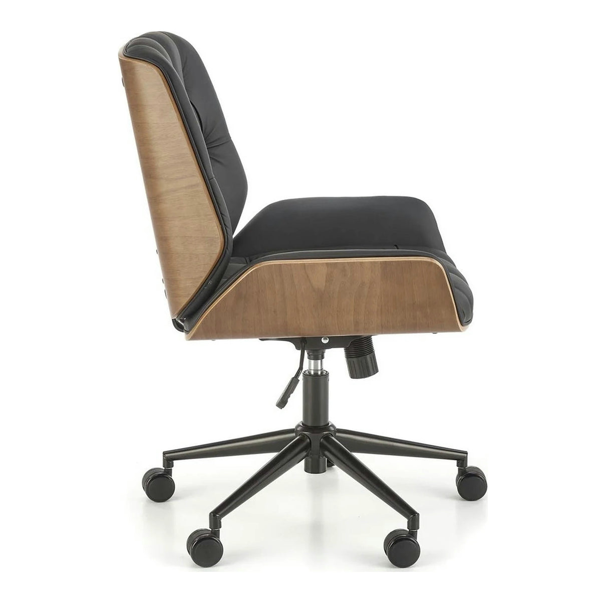 Scaun birou GAVIN, nuc/negru, piele ecologica/metal, 60x65x90/100 cm
