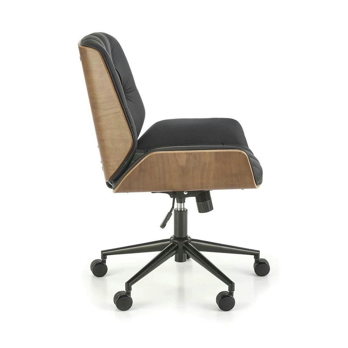 Scaun birou GAVIN, nuc/negru, piele ecologica/metal, 60x65x90/100 cm